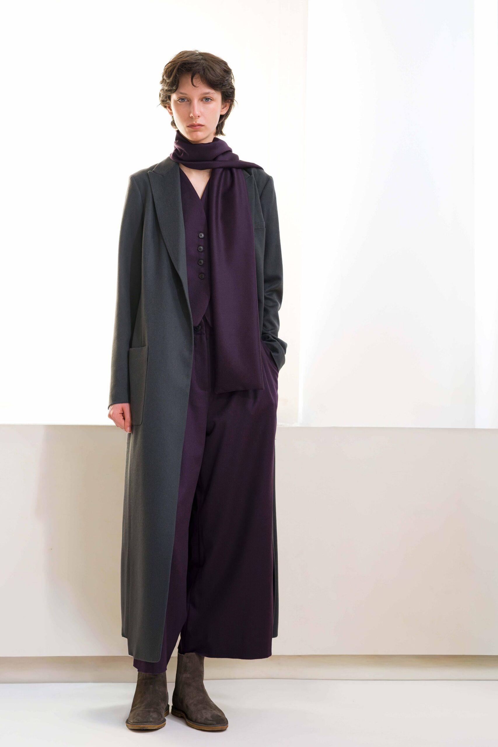 purple cotton relaxed wide-leg pants