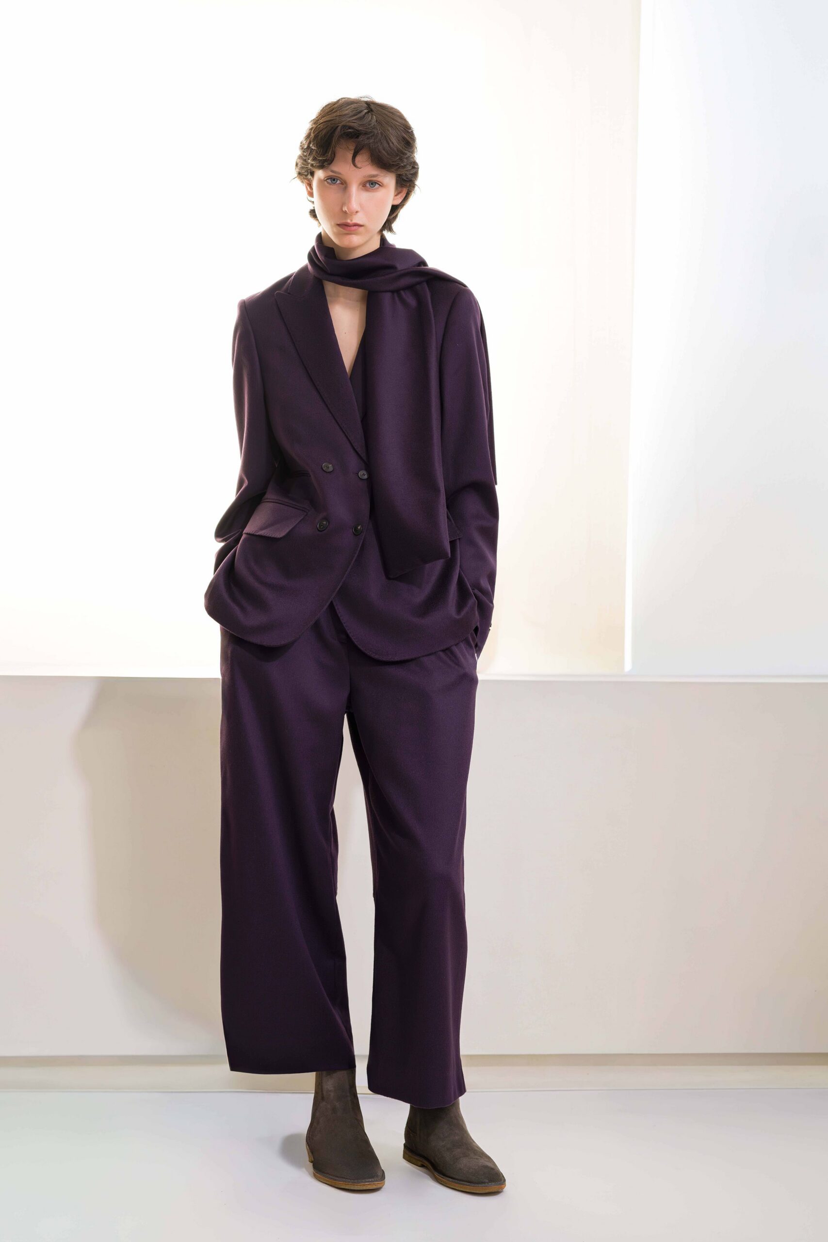 purple cotton relaxed wide-leg pants