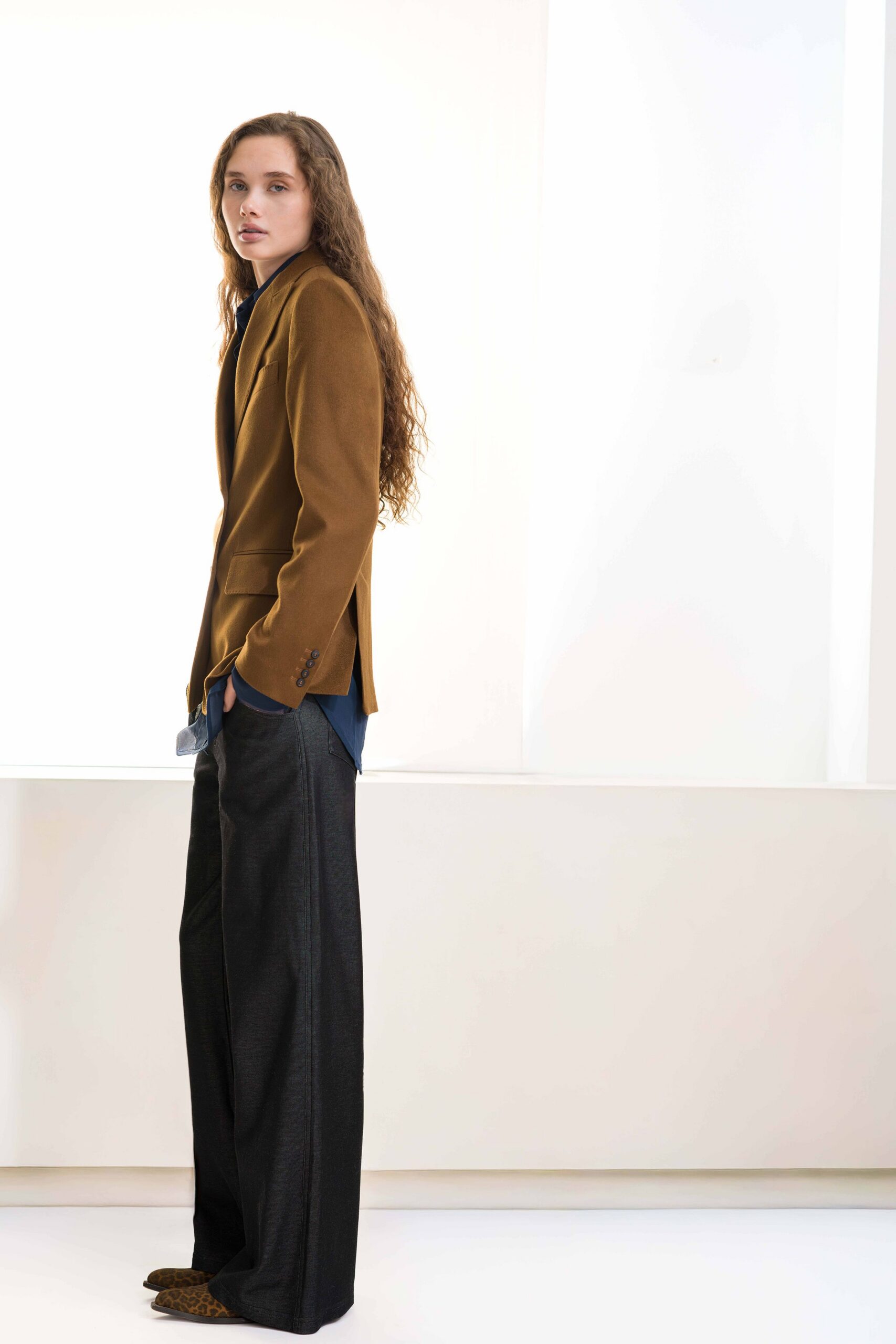 black denim relaxed wide-leg pants