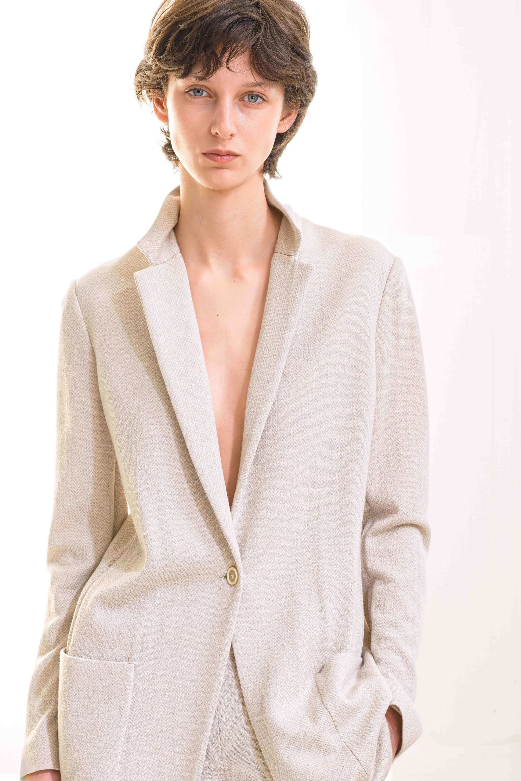 beige tailored blazer