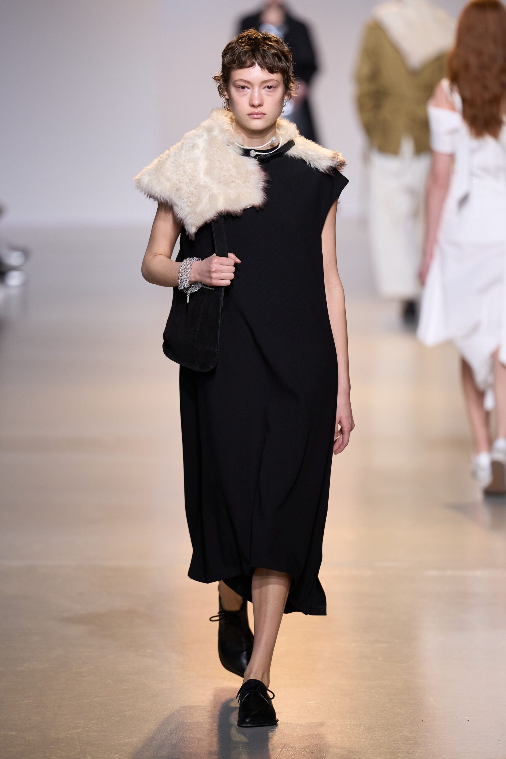 white fur oversized cape