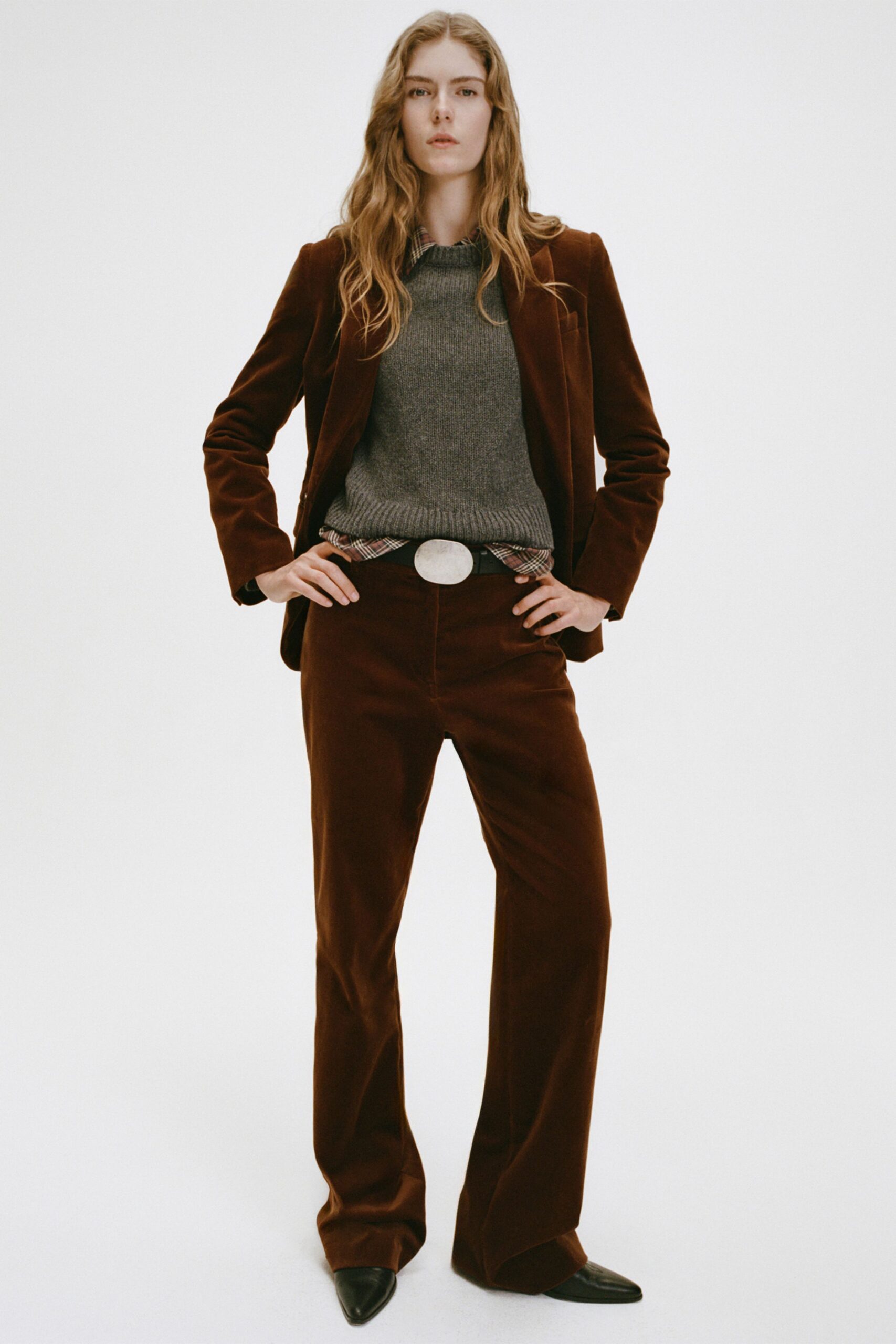 gray wool long-sleeve high-neck relaxed sweater