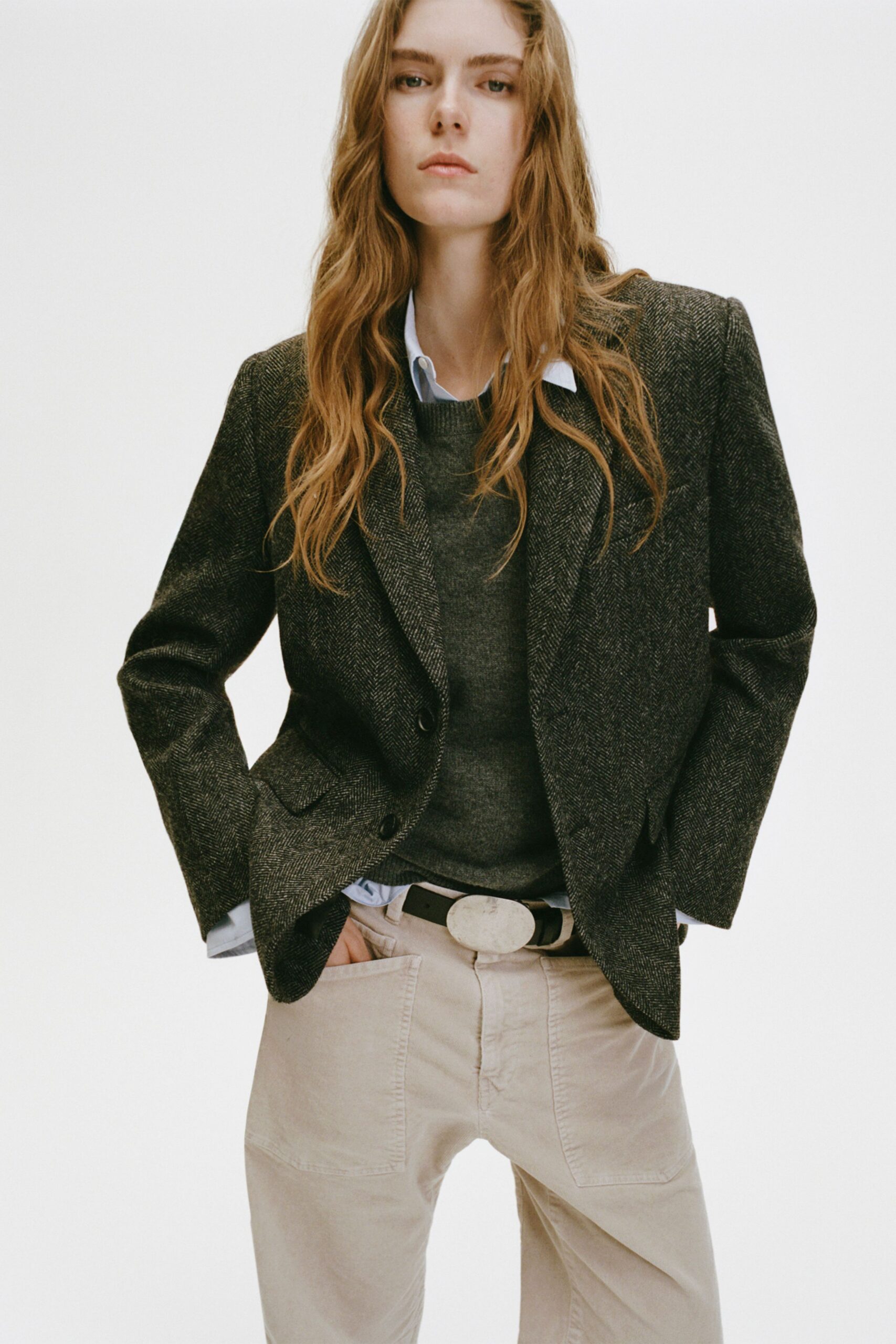 gray wool tailored blazer
