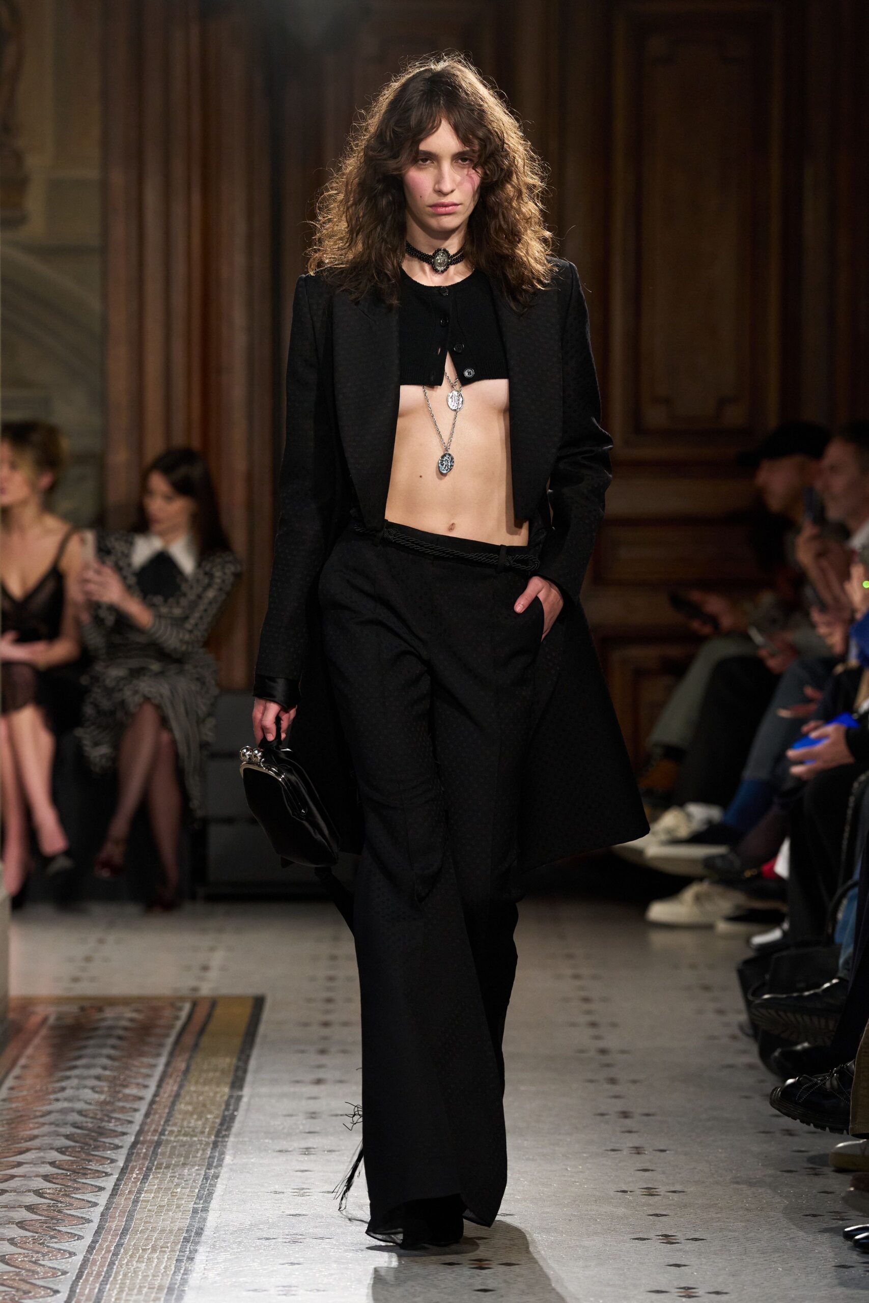 black cotton fitted high-waisted straight-leg pants
