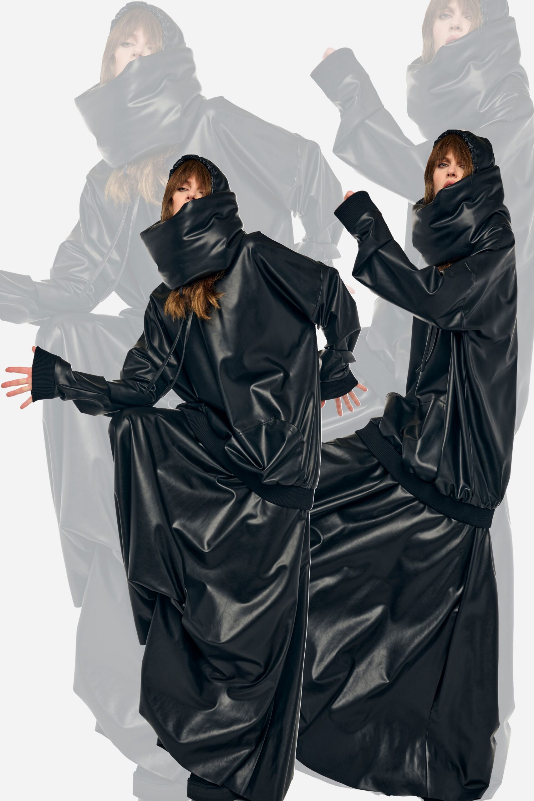 black leather oversized dress