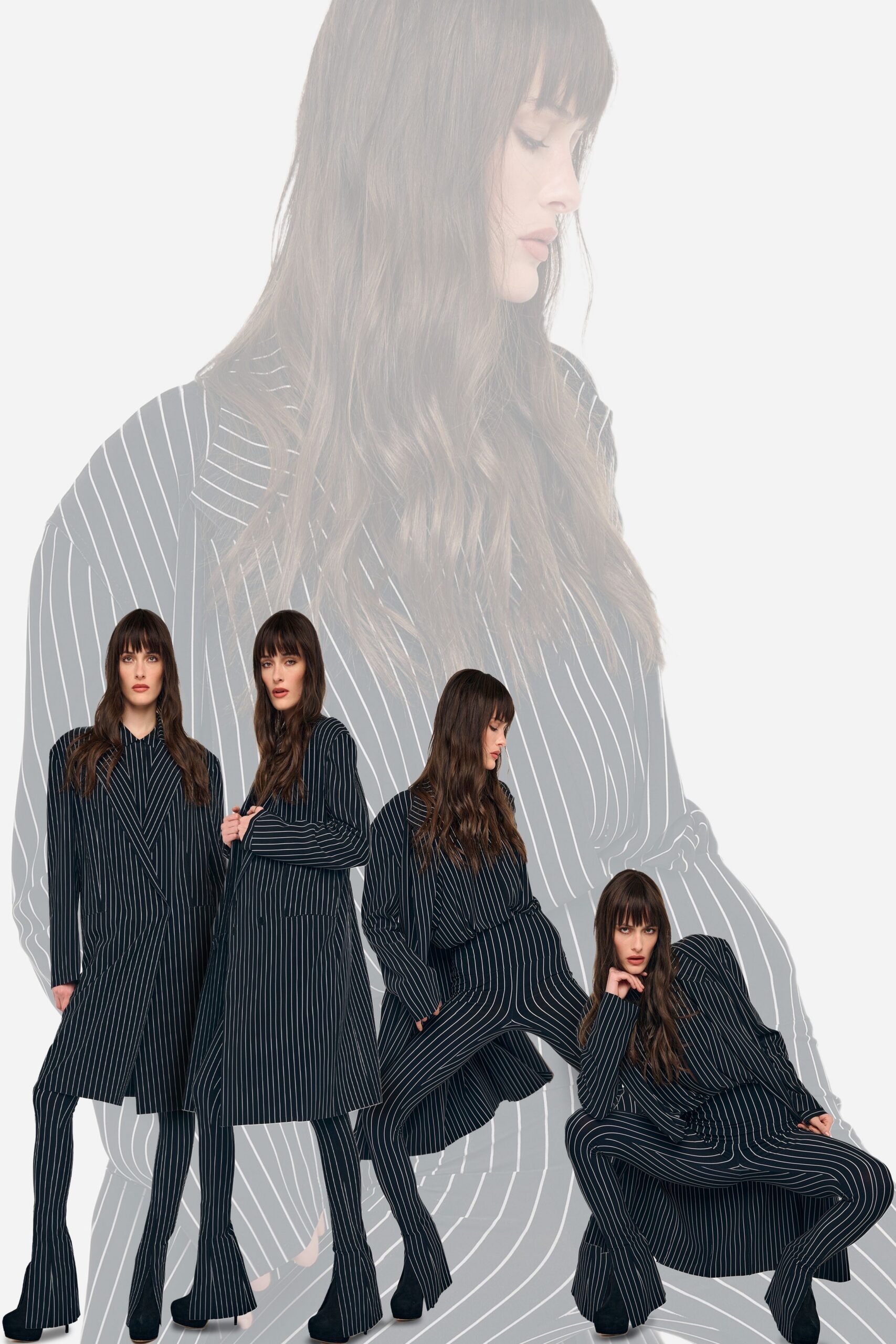 striped black and white coat and pants