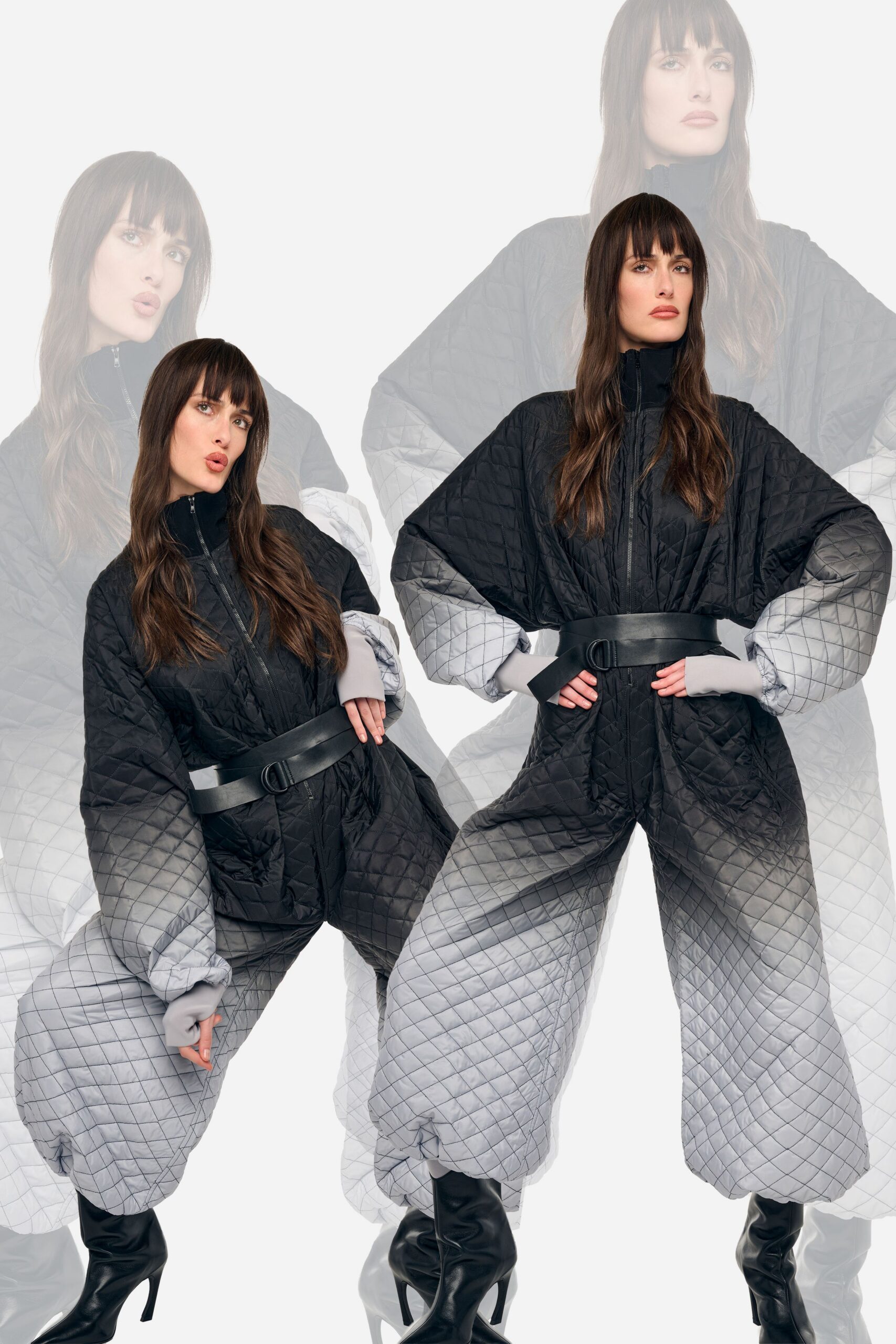 black and gray oversized jumpsuit