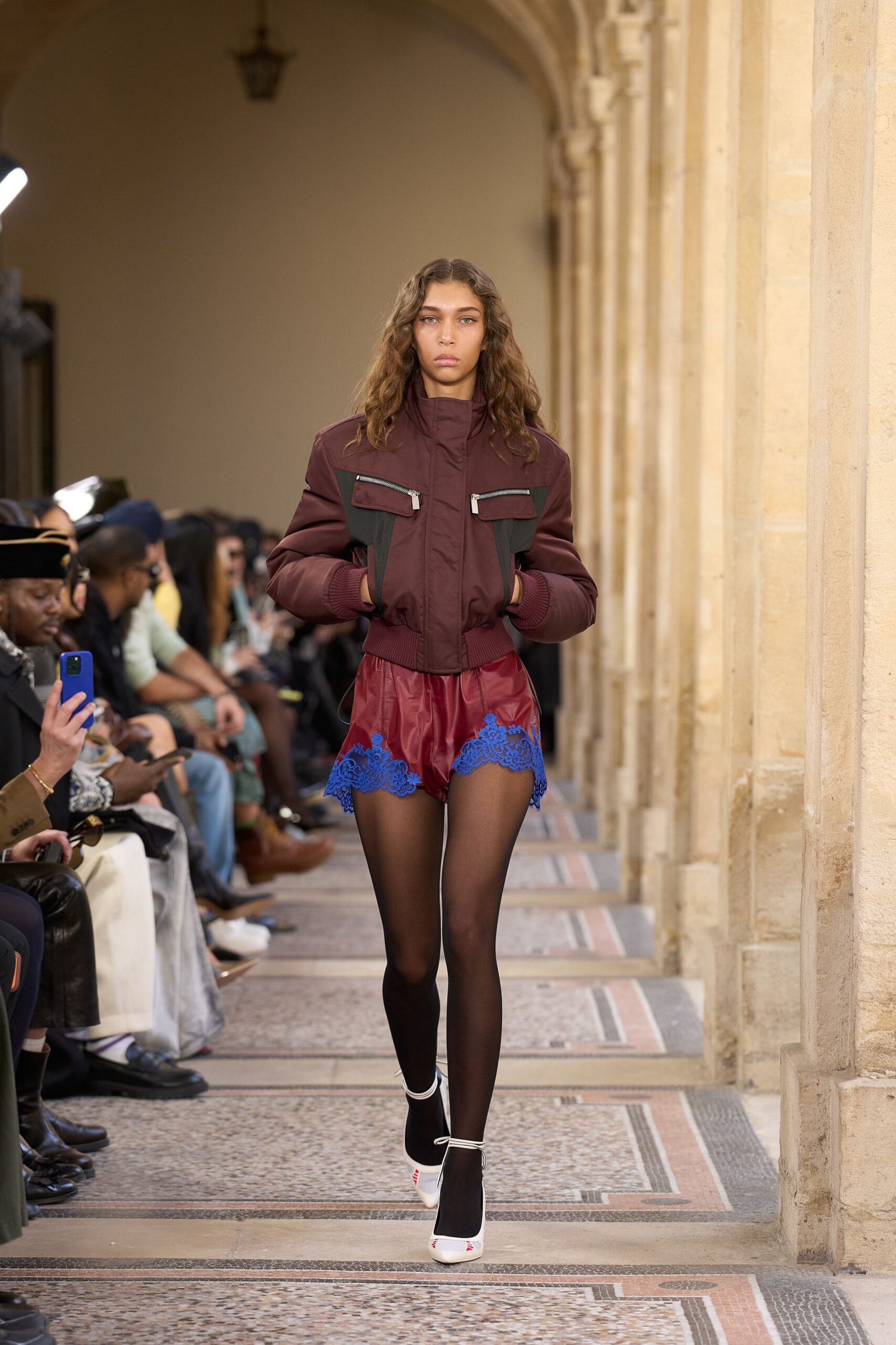 brown leather long-sleeve collared fitted zippered jacket