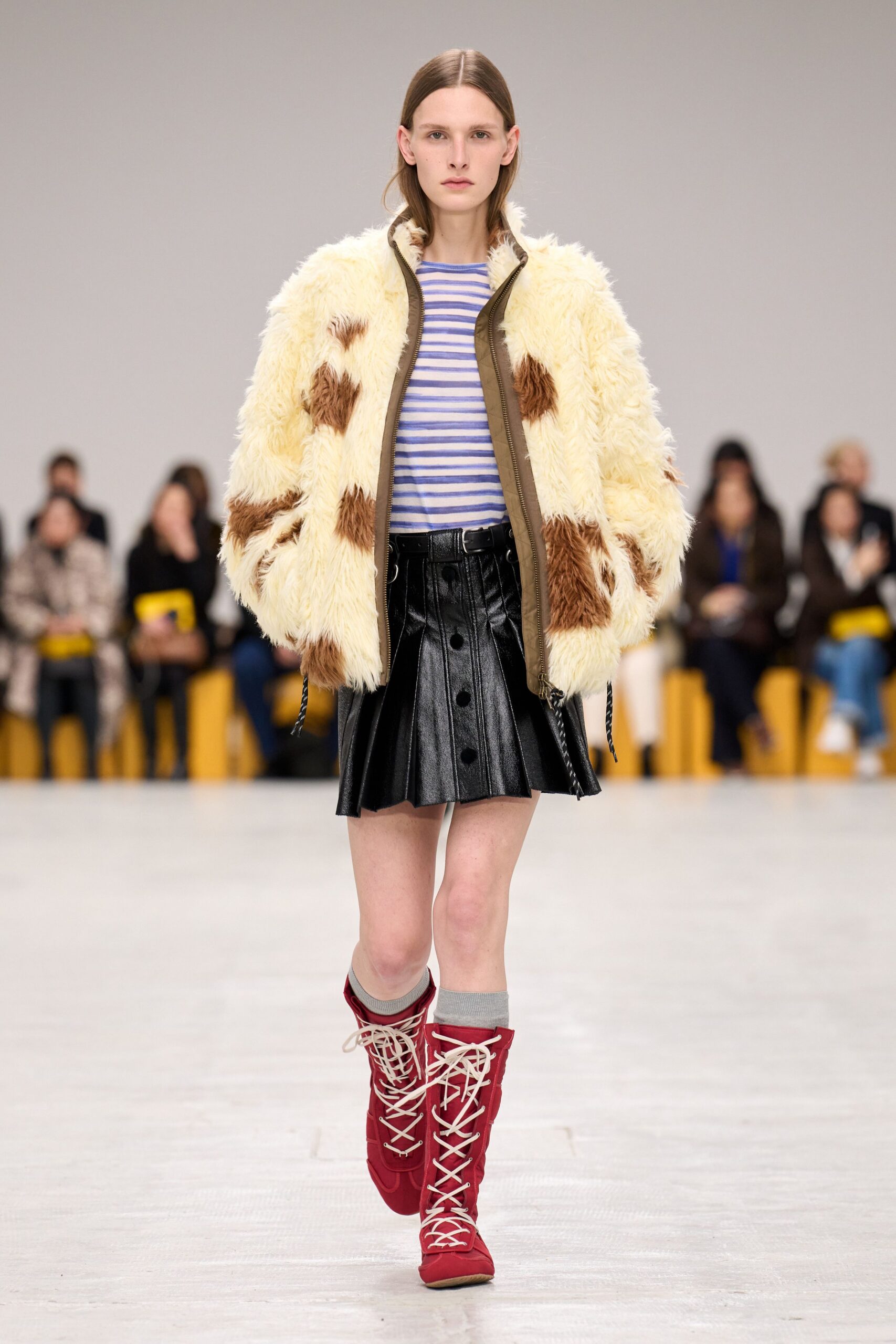 white faux-fur relaxed animal-print jacket