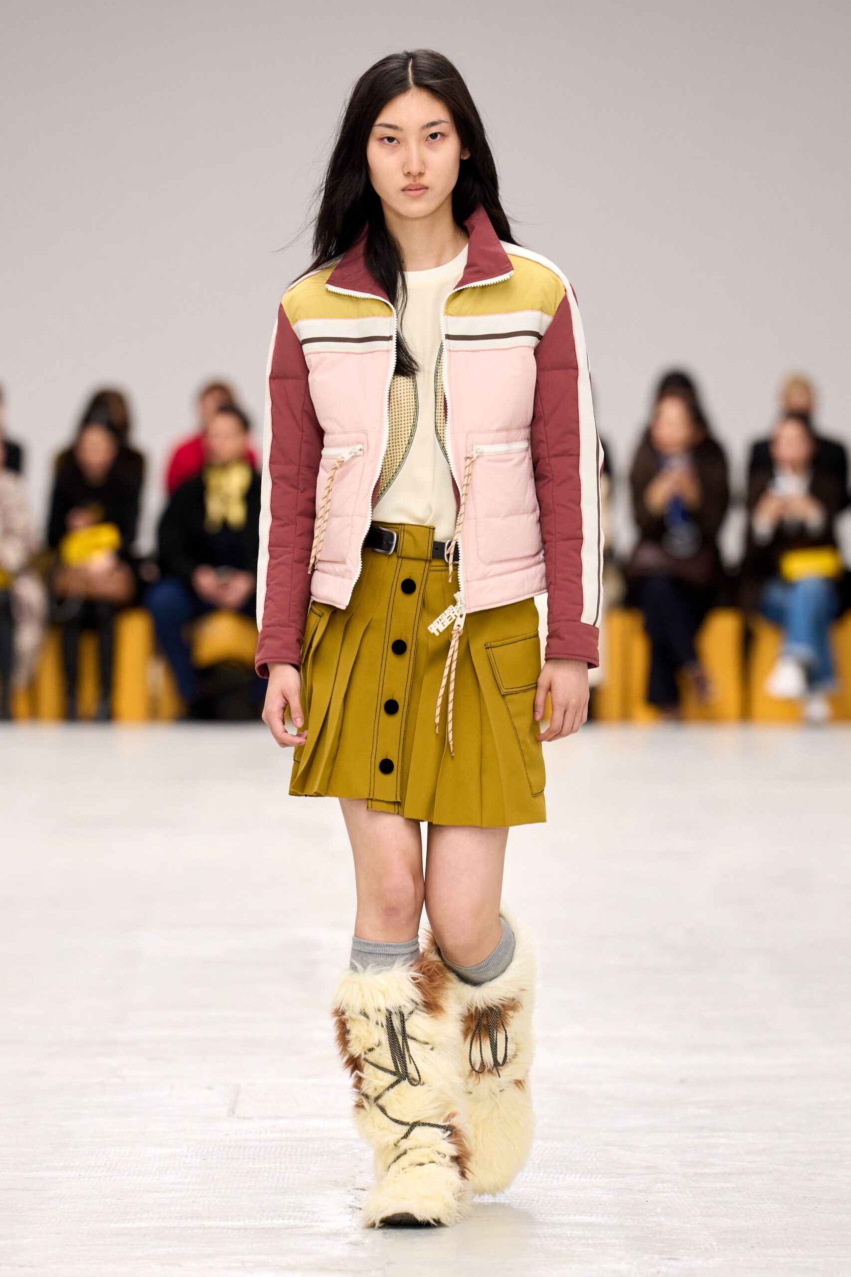 pink cotton long-sleeve collared fitted color-blocked jacket