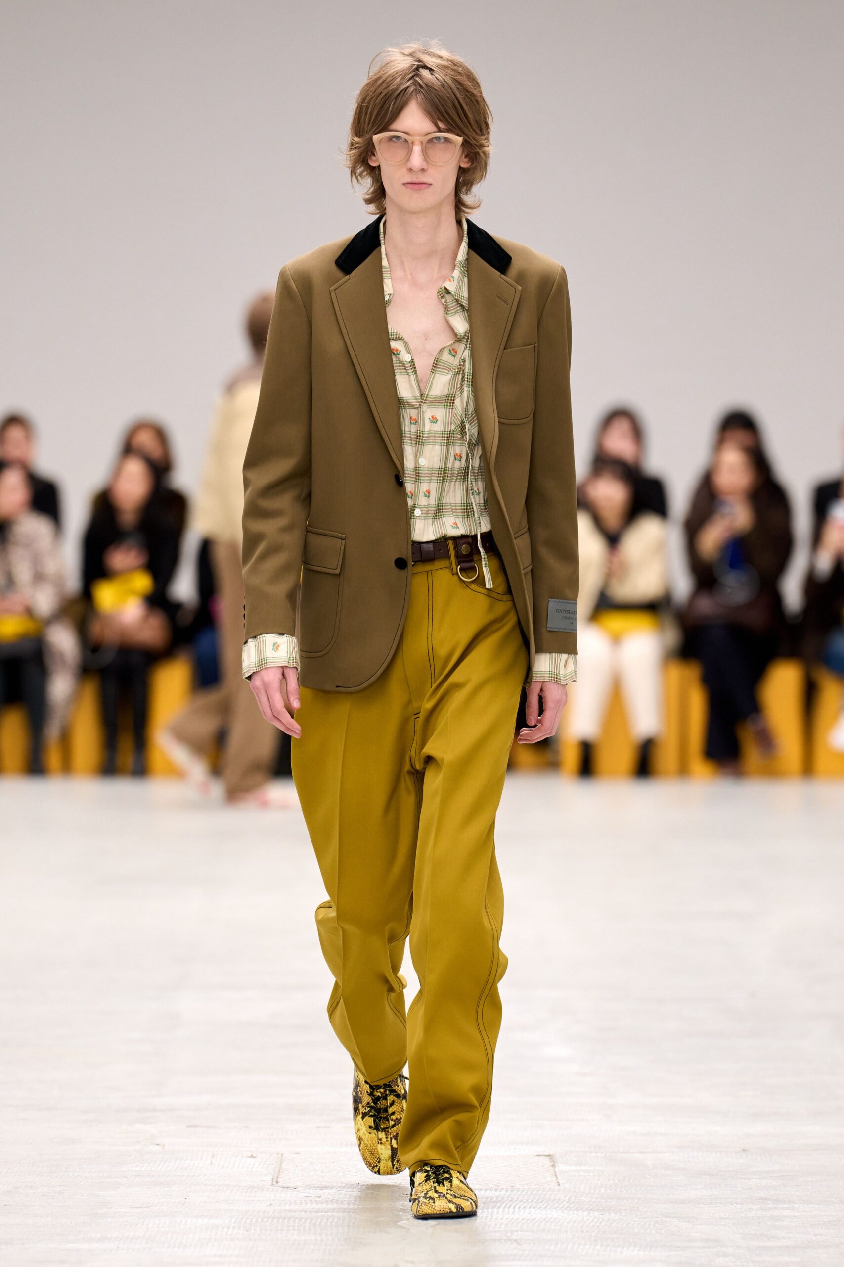 yellow cotton relaxed wide-leg pants