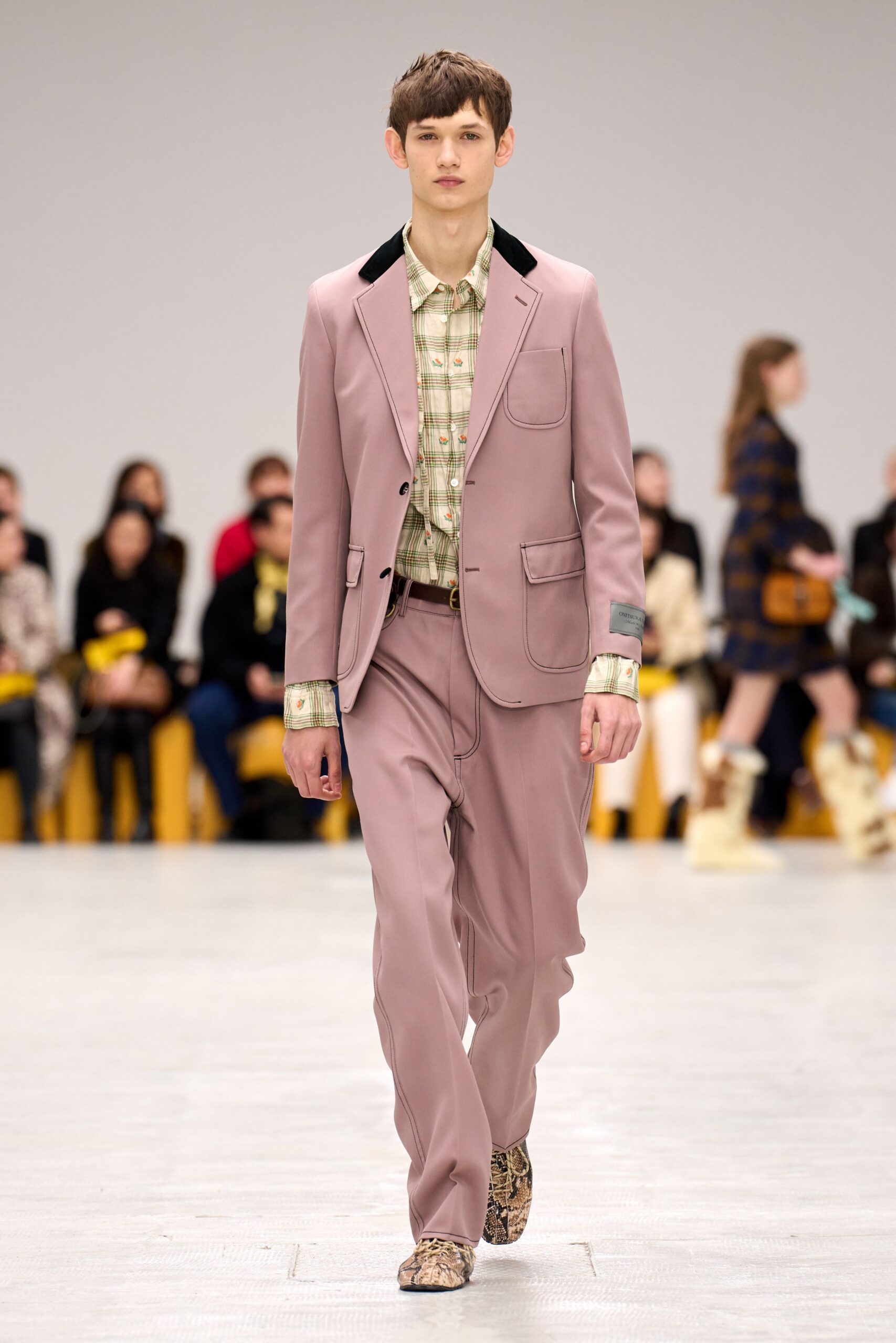 pink long-sleeve collared tailored buttoned suit