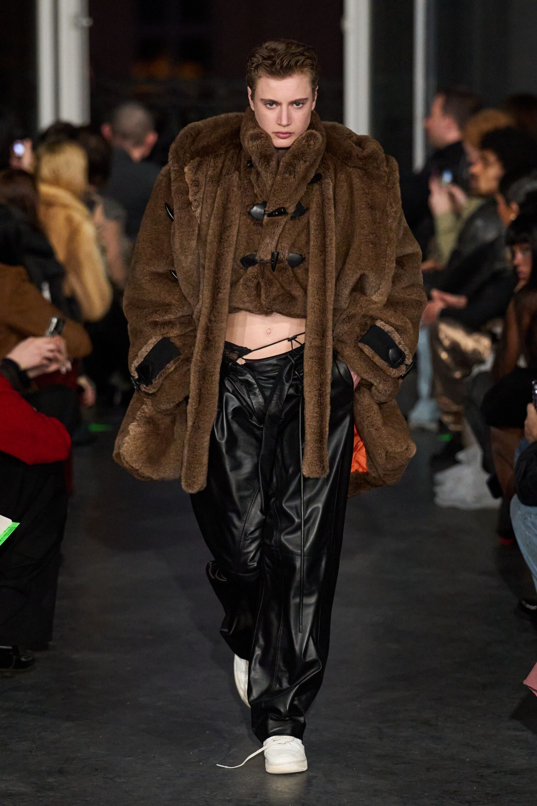 brown fur oversized coat