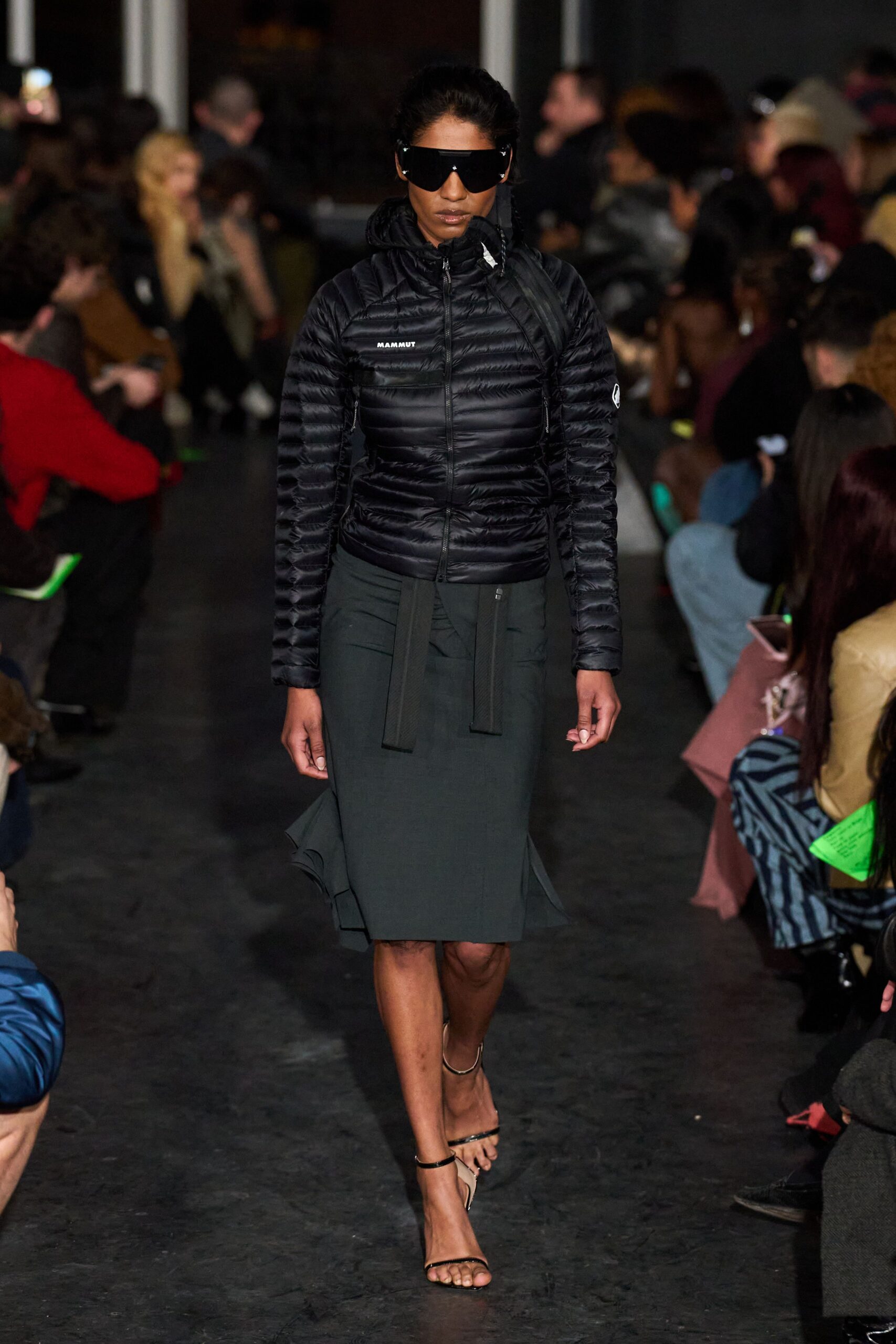 black fitted jacket gray pencil skirt