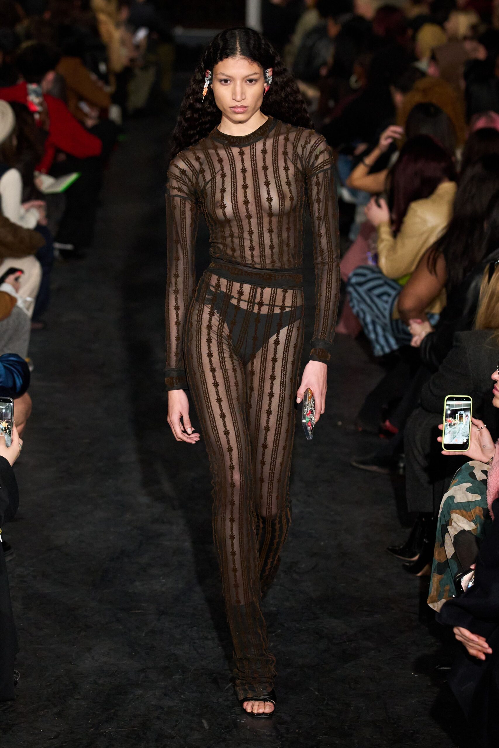 black mesh fitted catsuit