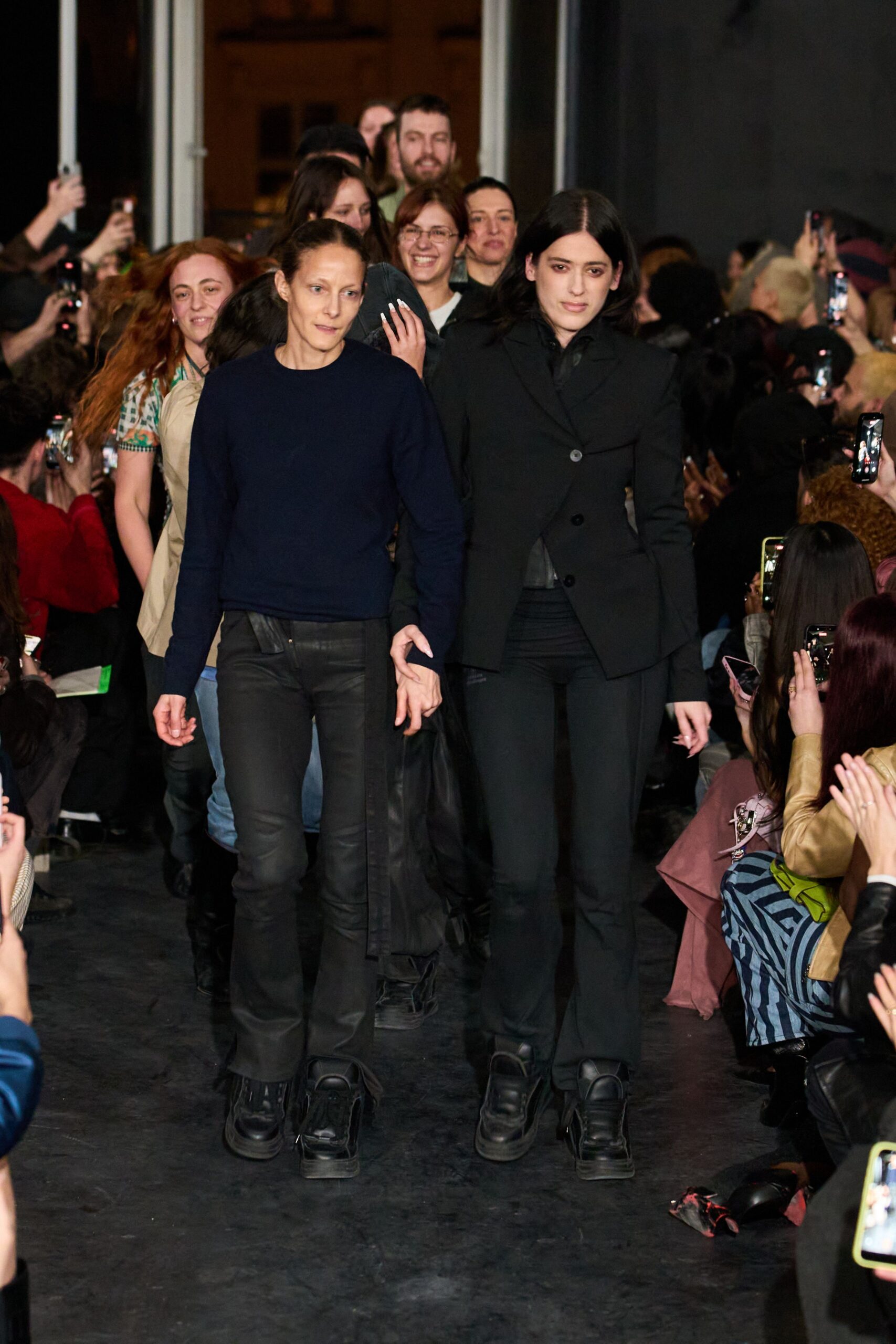 black blazer and fitted pants