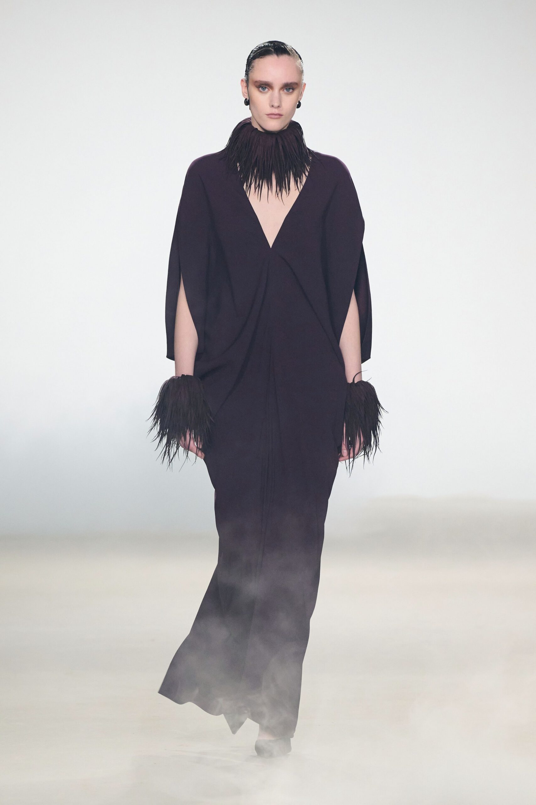 black wool relaxed fringed scarf