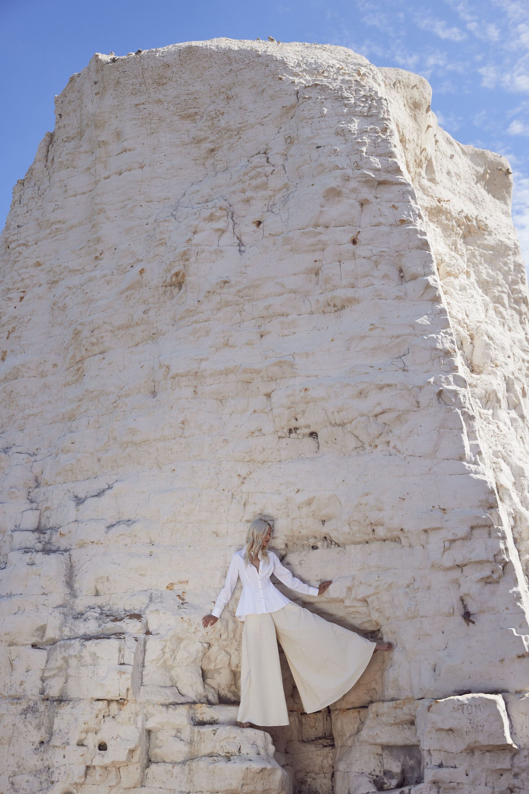 beige cotton relaxed high-waisted pleated maxi skirt