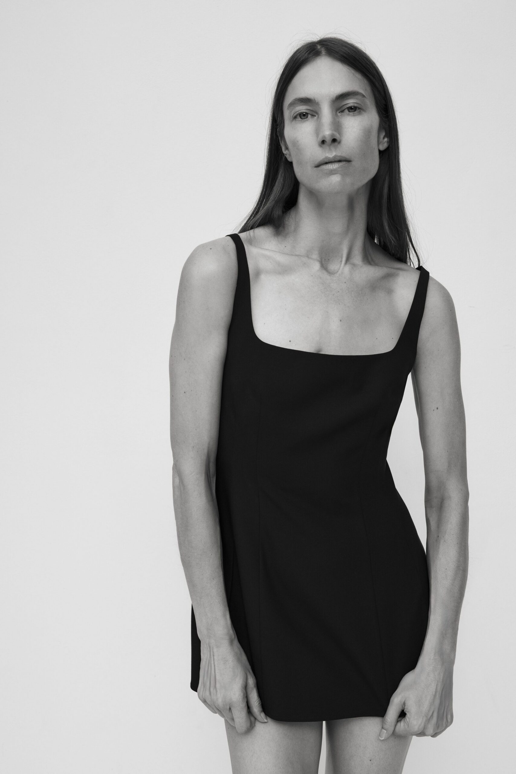 black fitted mini-dress