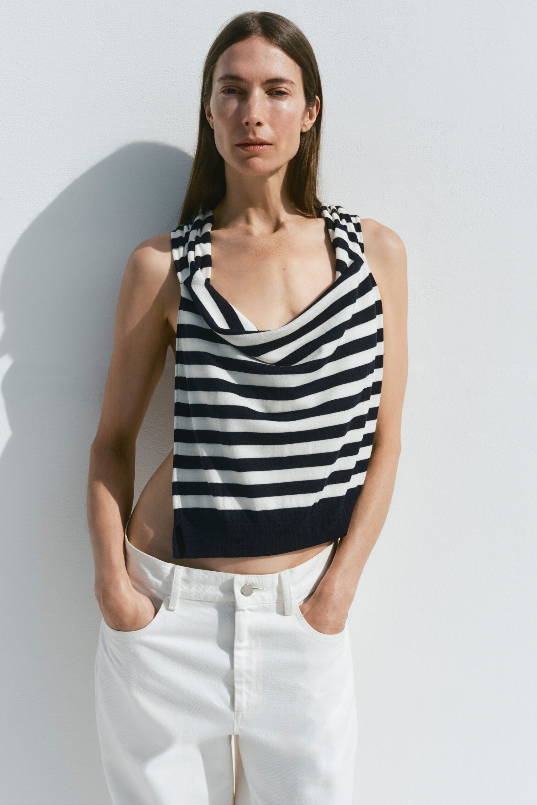 white cotton relaxed straight-leg pants