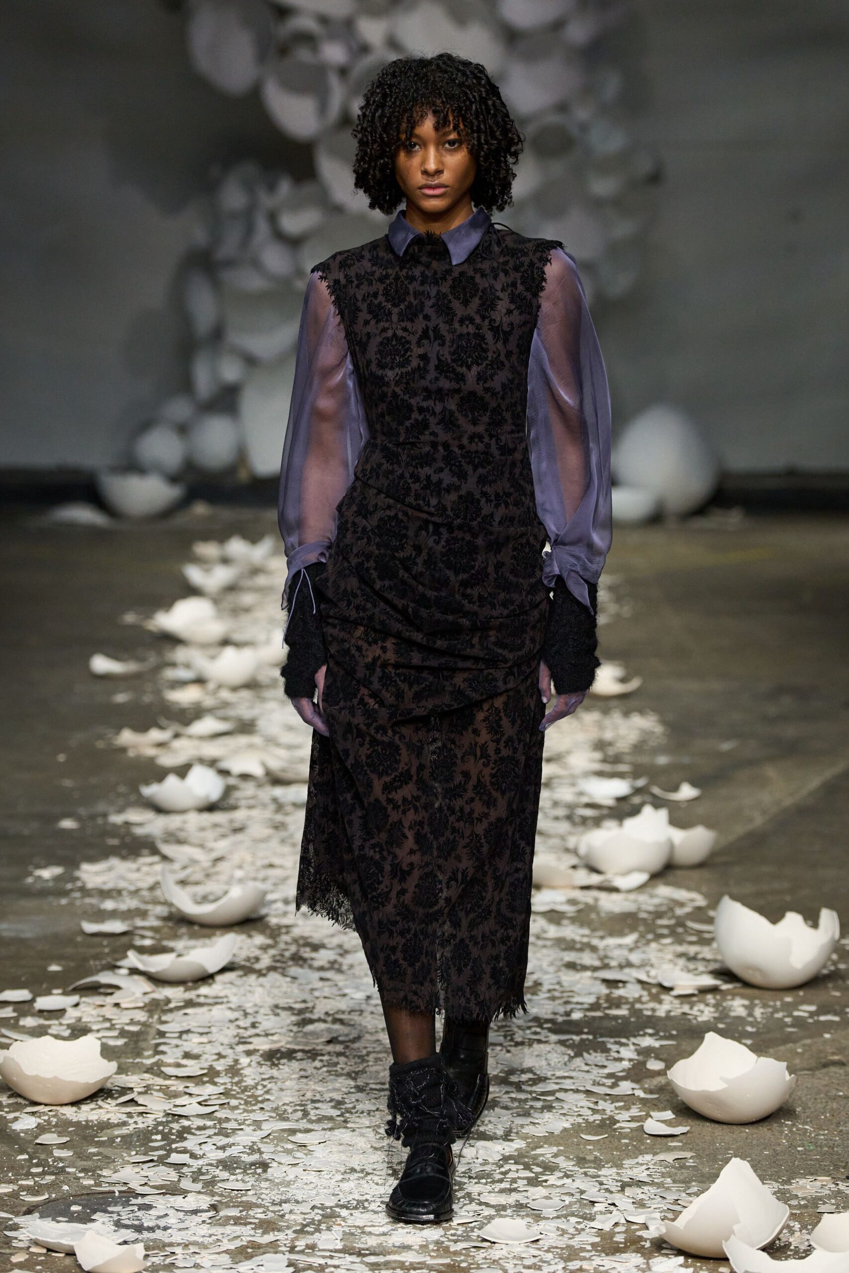 purple silk long-sleeve collared relaxed shirt