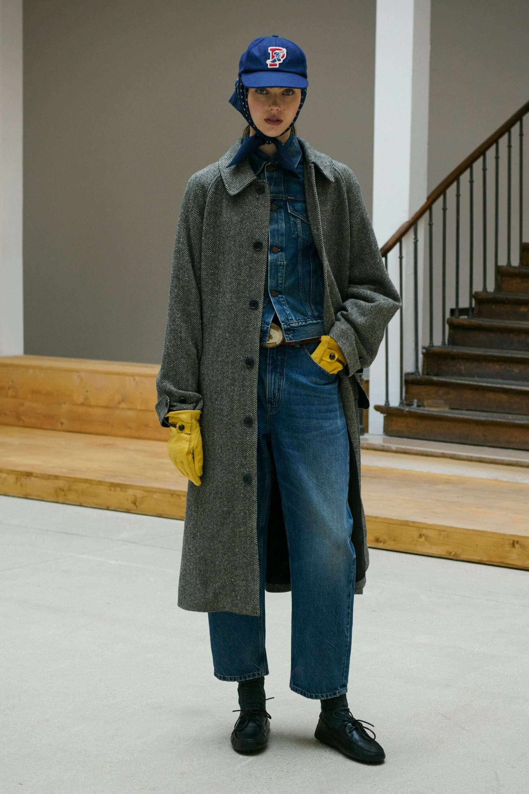 blue denim sleeveless collared fitted buttoned pockets jumpsuit