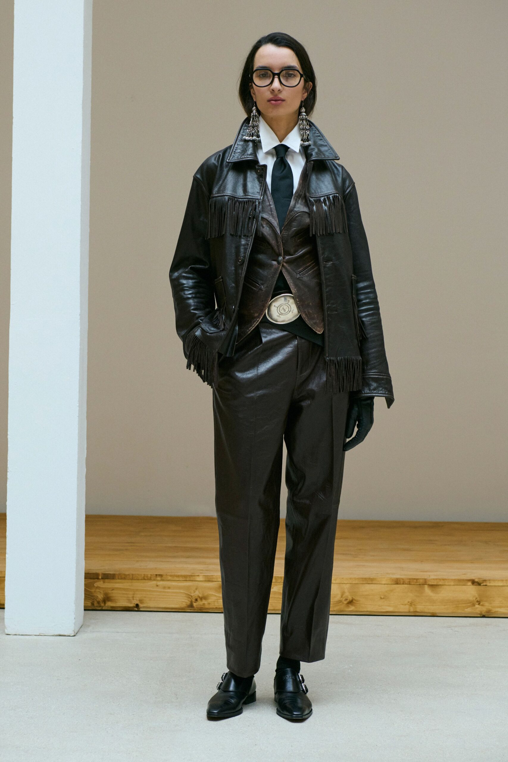 black leather jacket and pants outfit