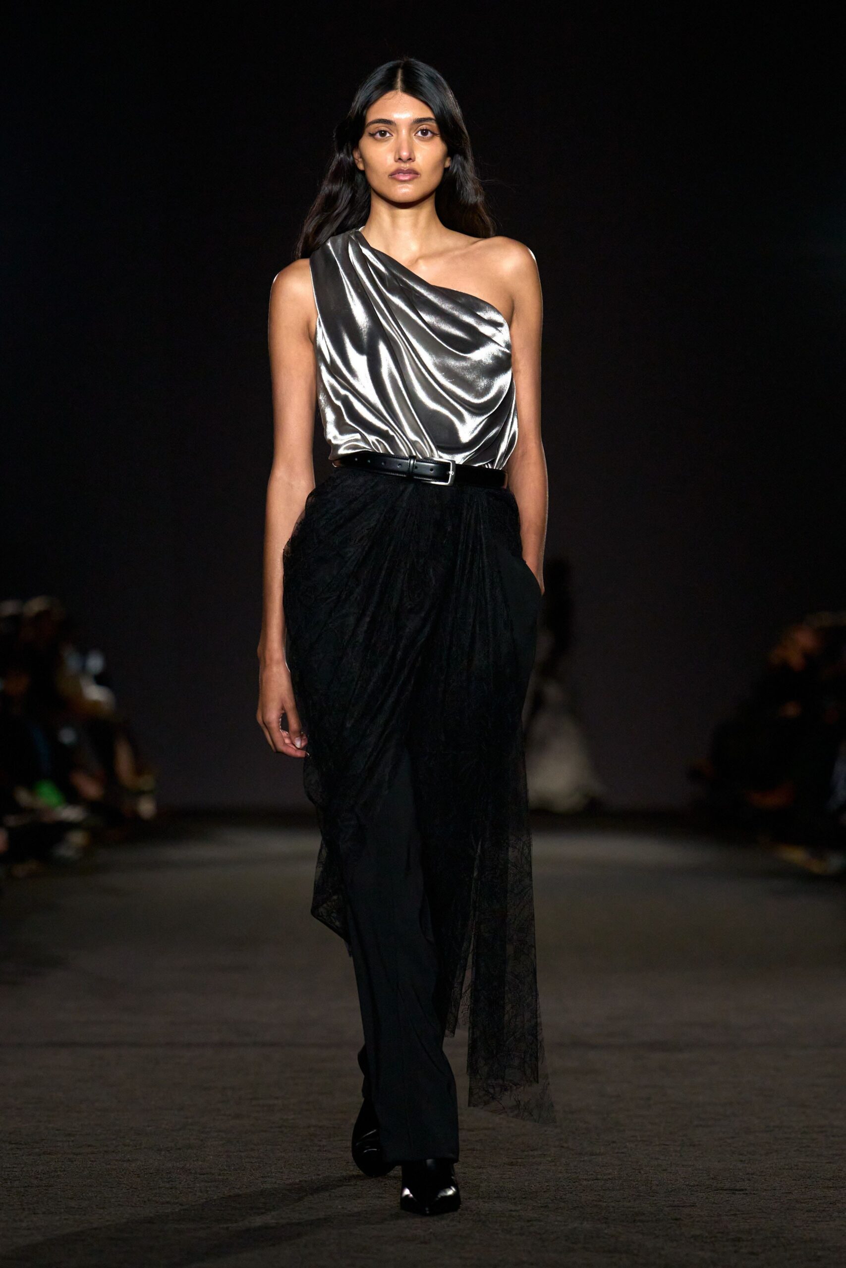 black cotton tailored straight-leg pants