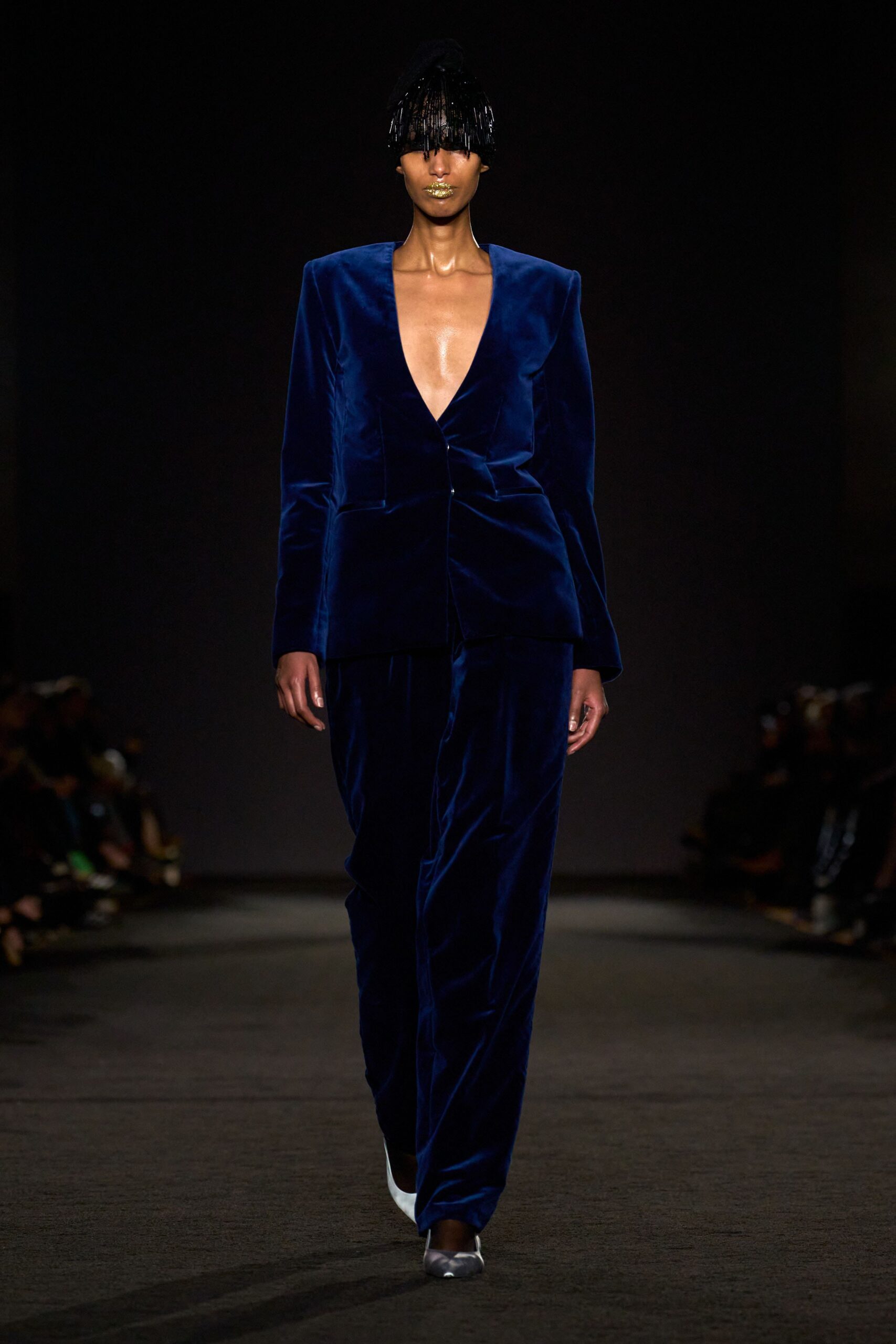 blue velvet fitted suit