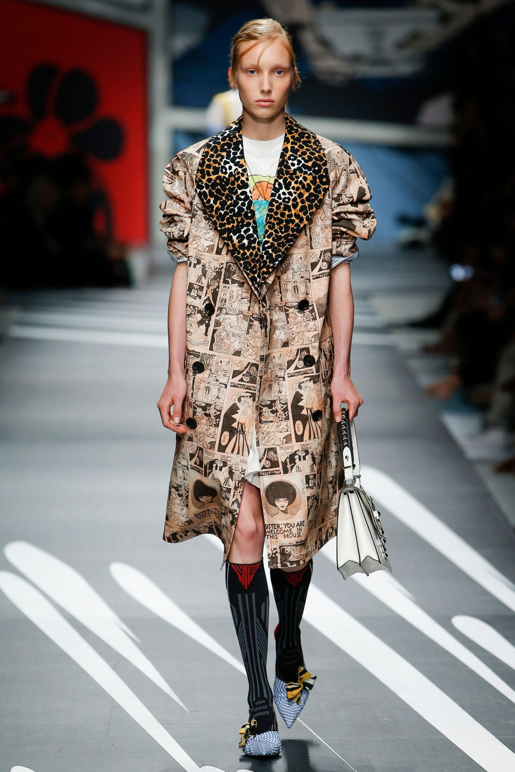 beige cotton long-sleeve collared relaxed printed padded coat