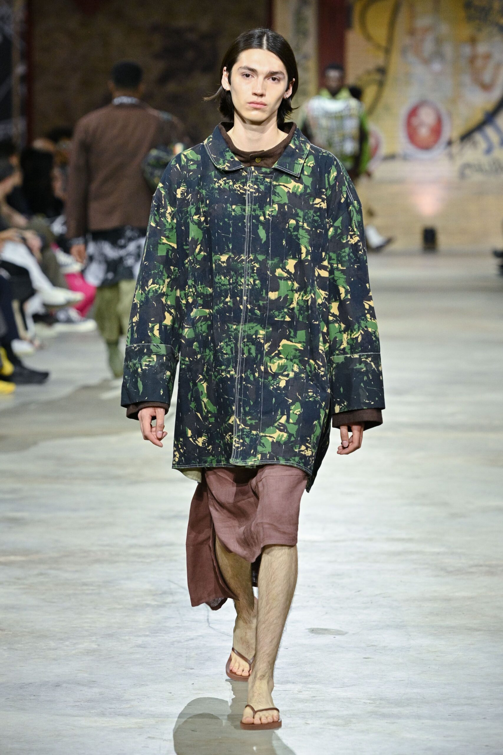 oversized camouflage coat with shorts