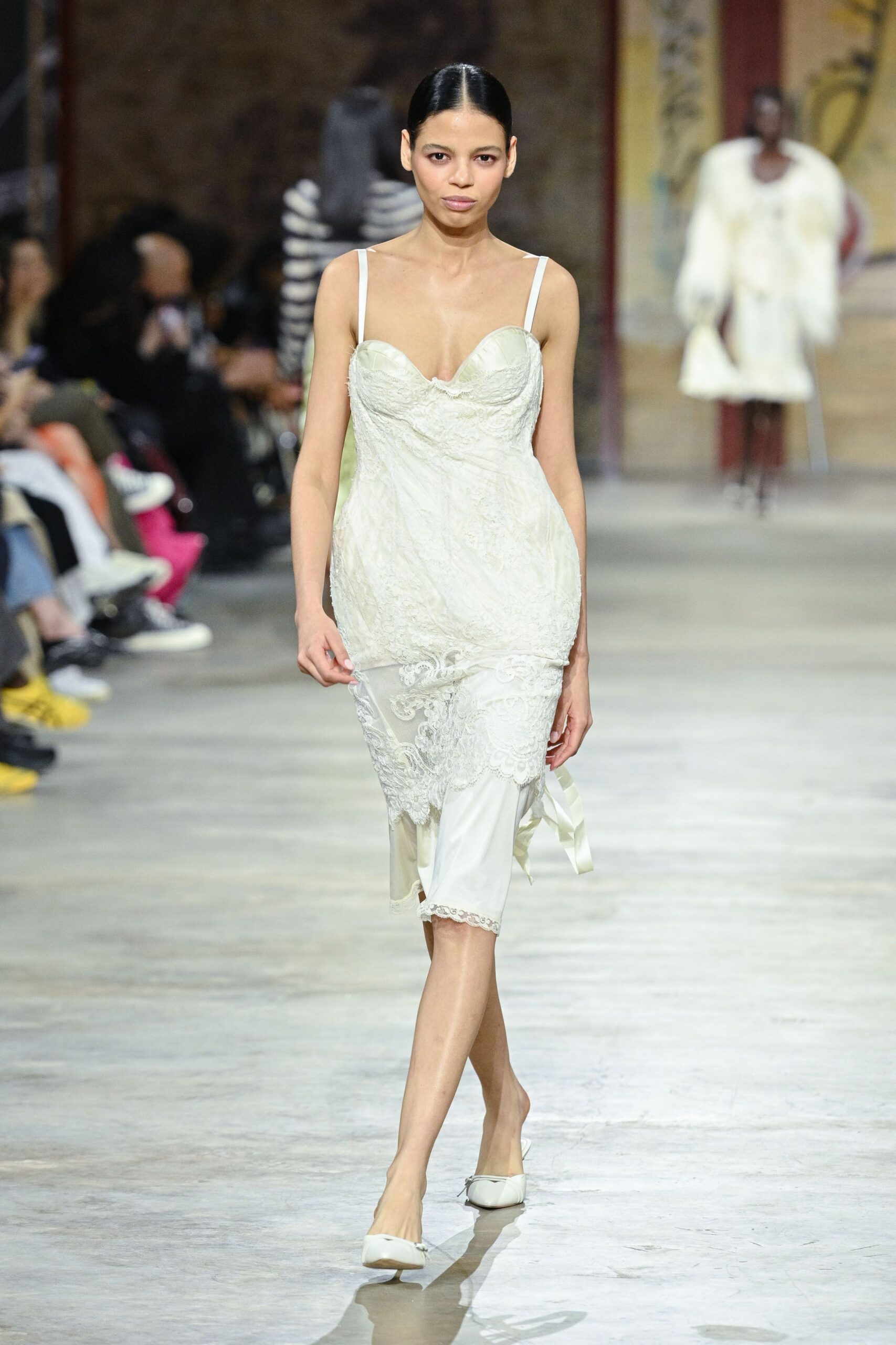 white lace sleeveless v-neck fitted embroidered midi dress