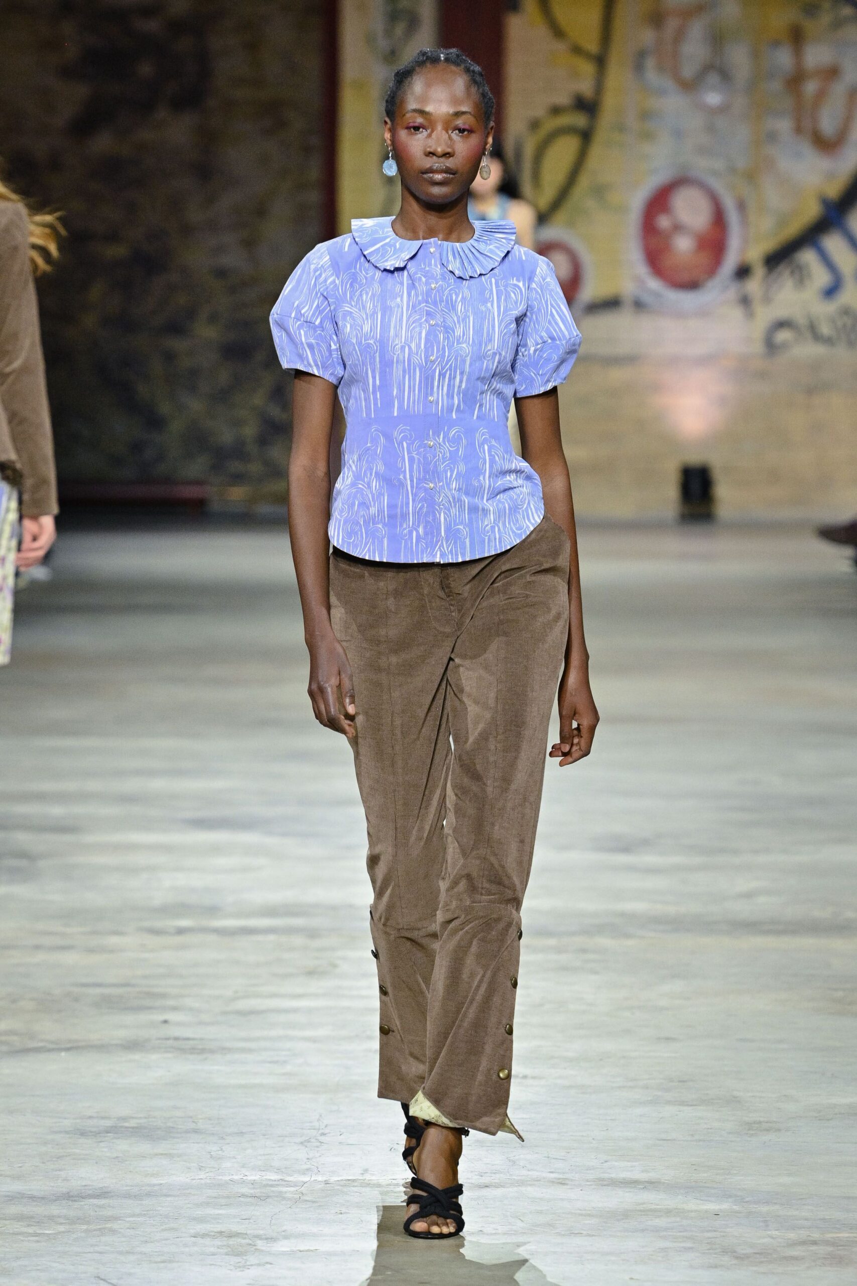 brown relaxed straight-leg pants
