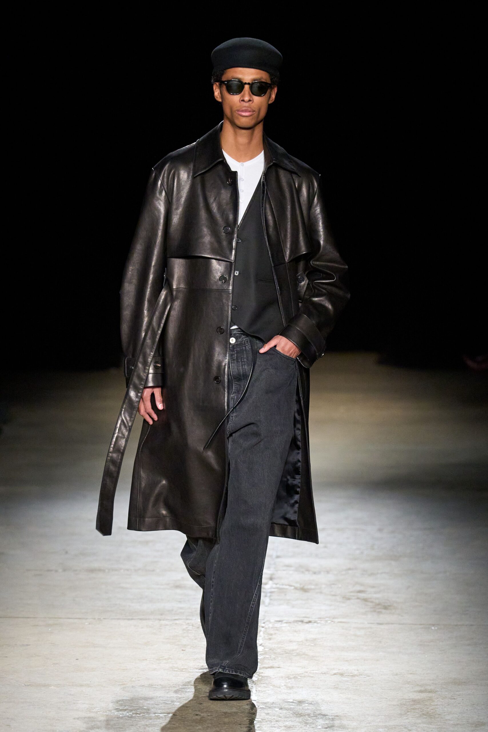 gray denim relaxed straight-leg pants
