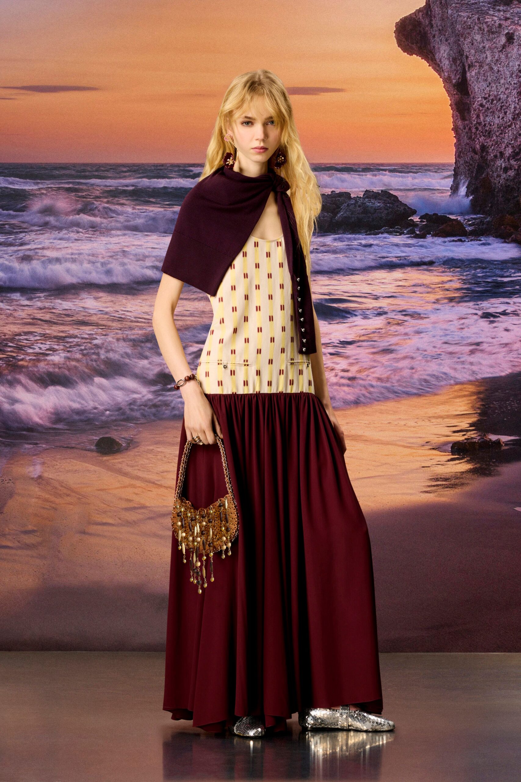 gold metallic beaded bag