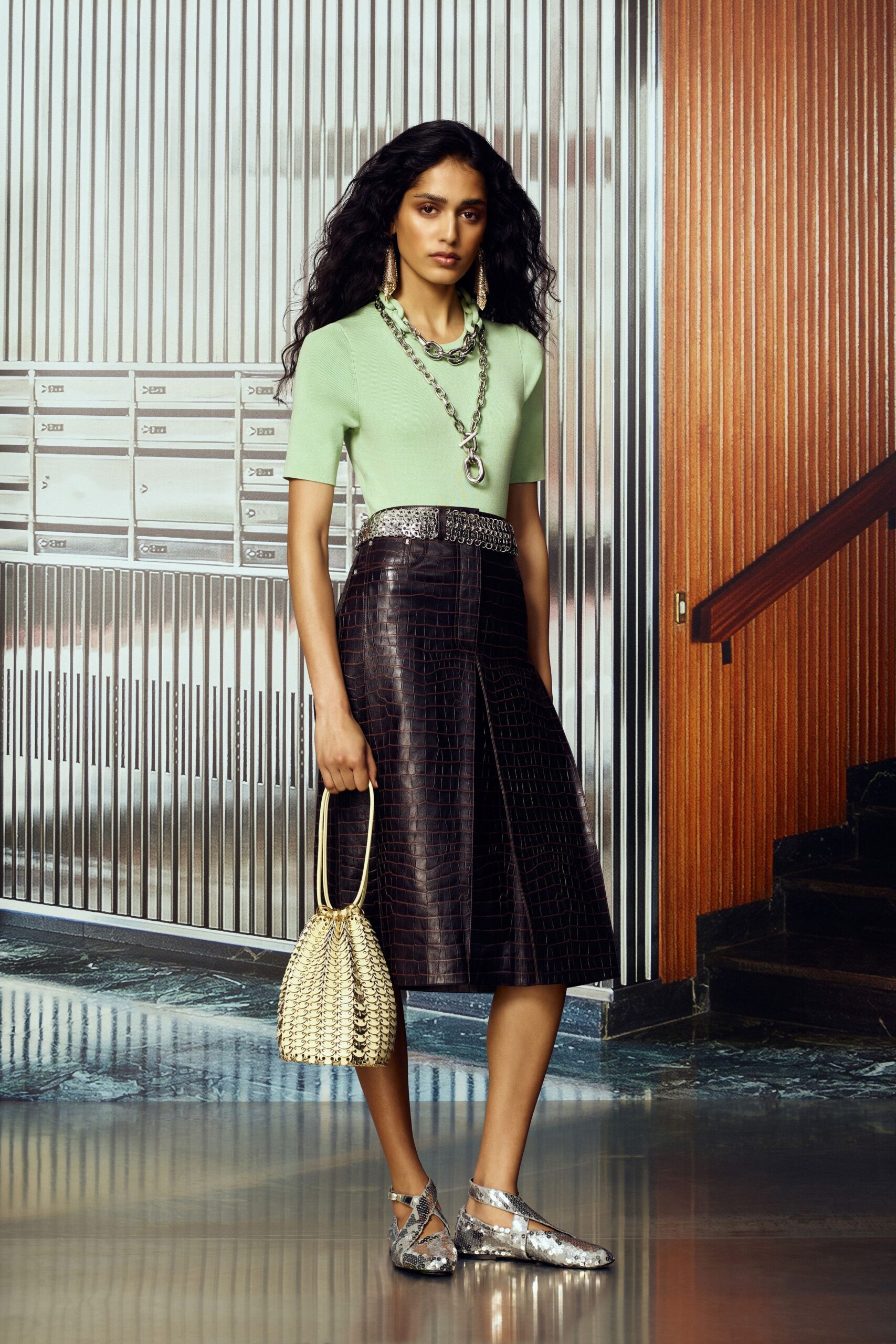 gold metallic textured bag