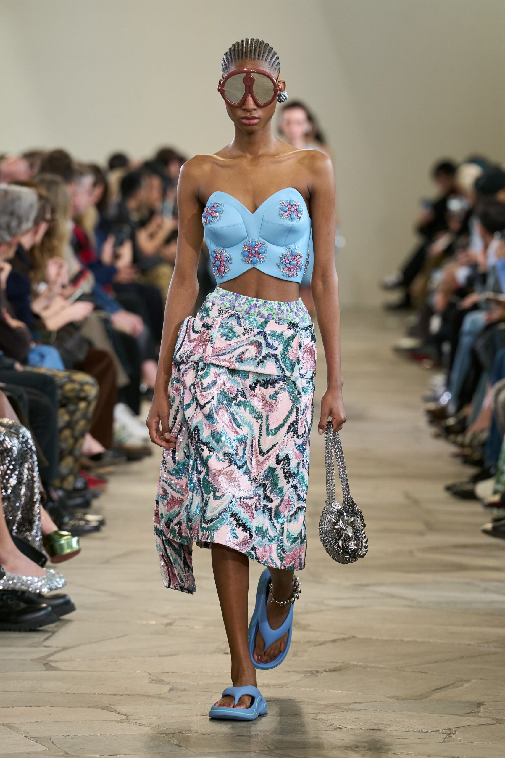 multi silk relaxed draped skirt