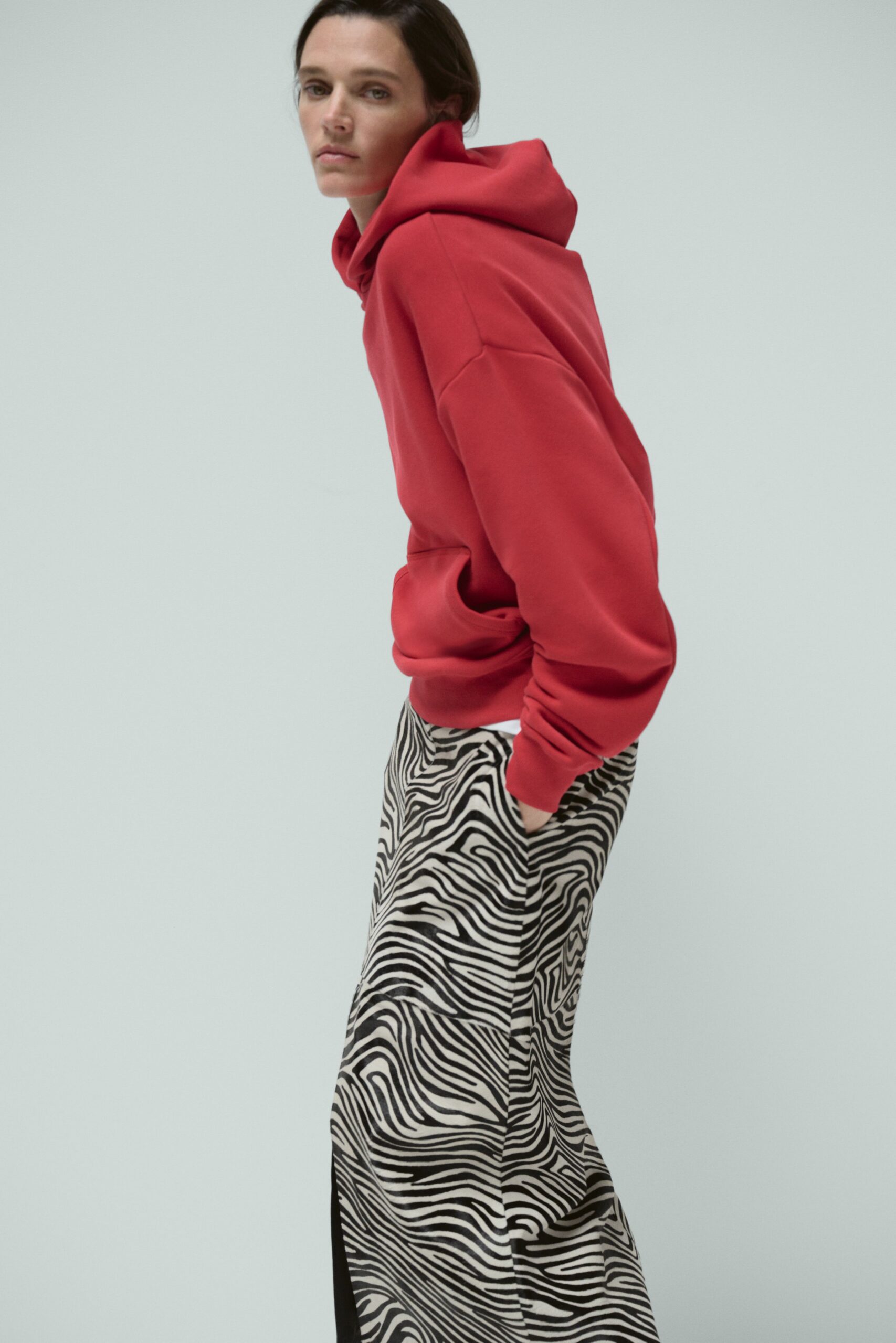 black cotton fitted printed maxi skirt
