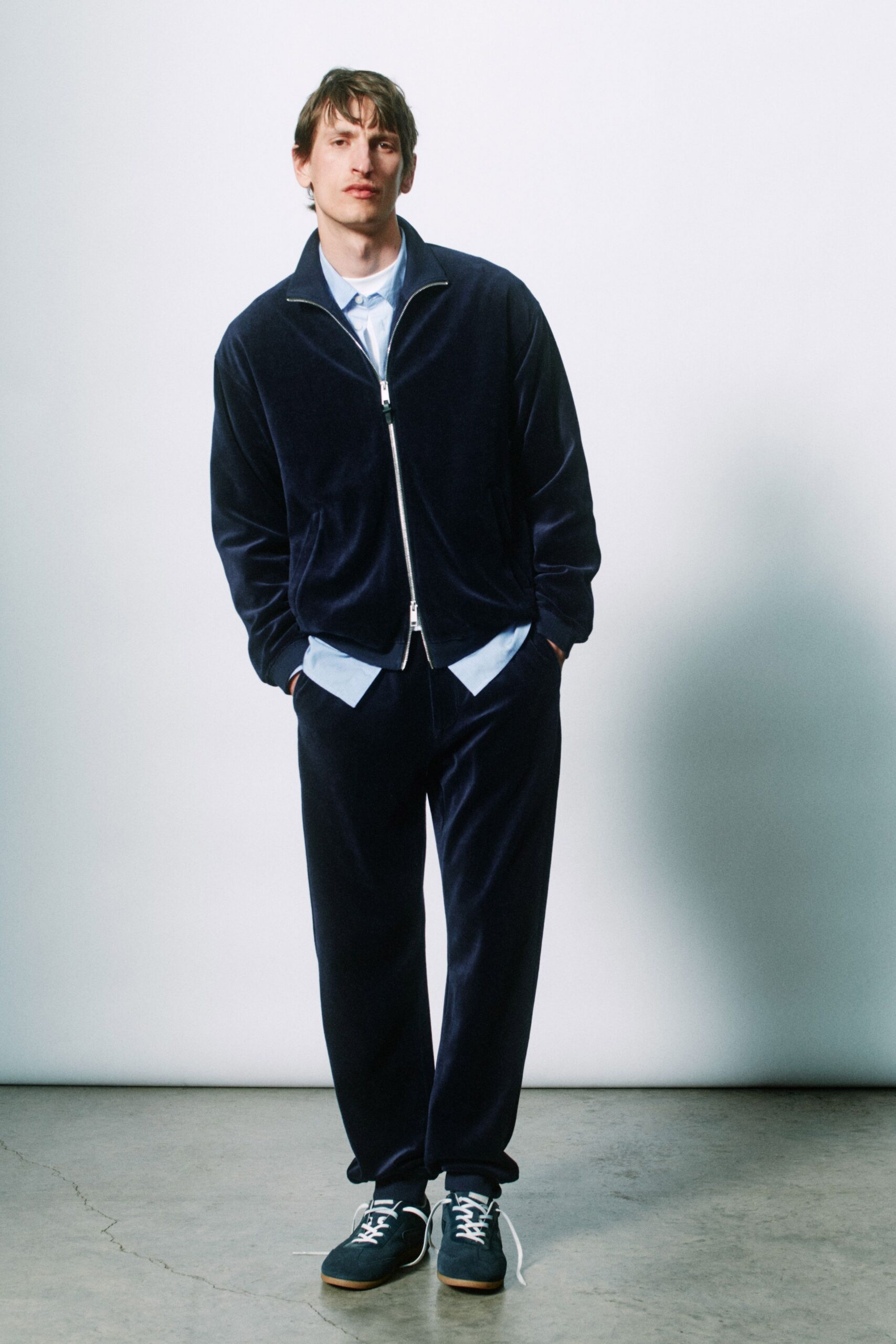 navy velvet jacket and pants