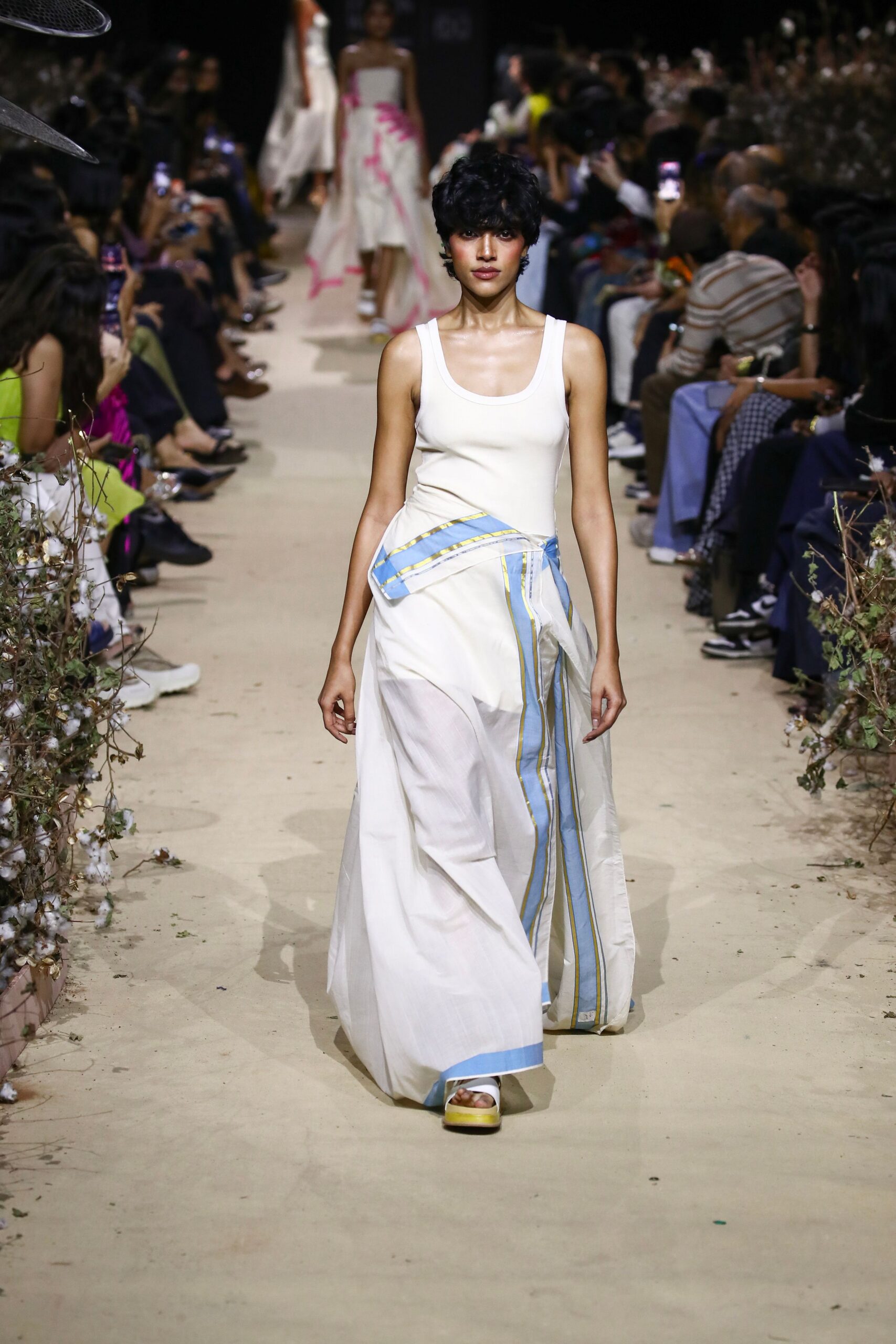 white chiffon asymmetric relaxed layered flowing maxi skirt