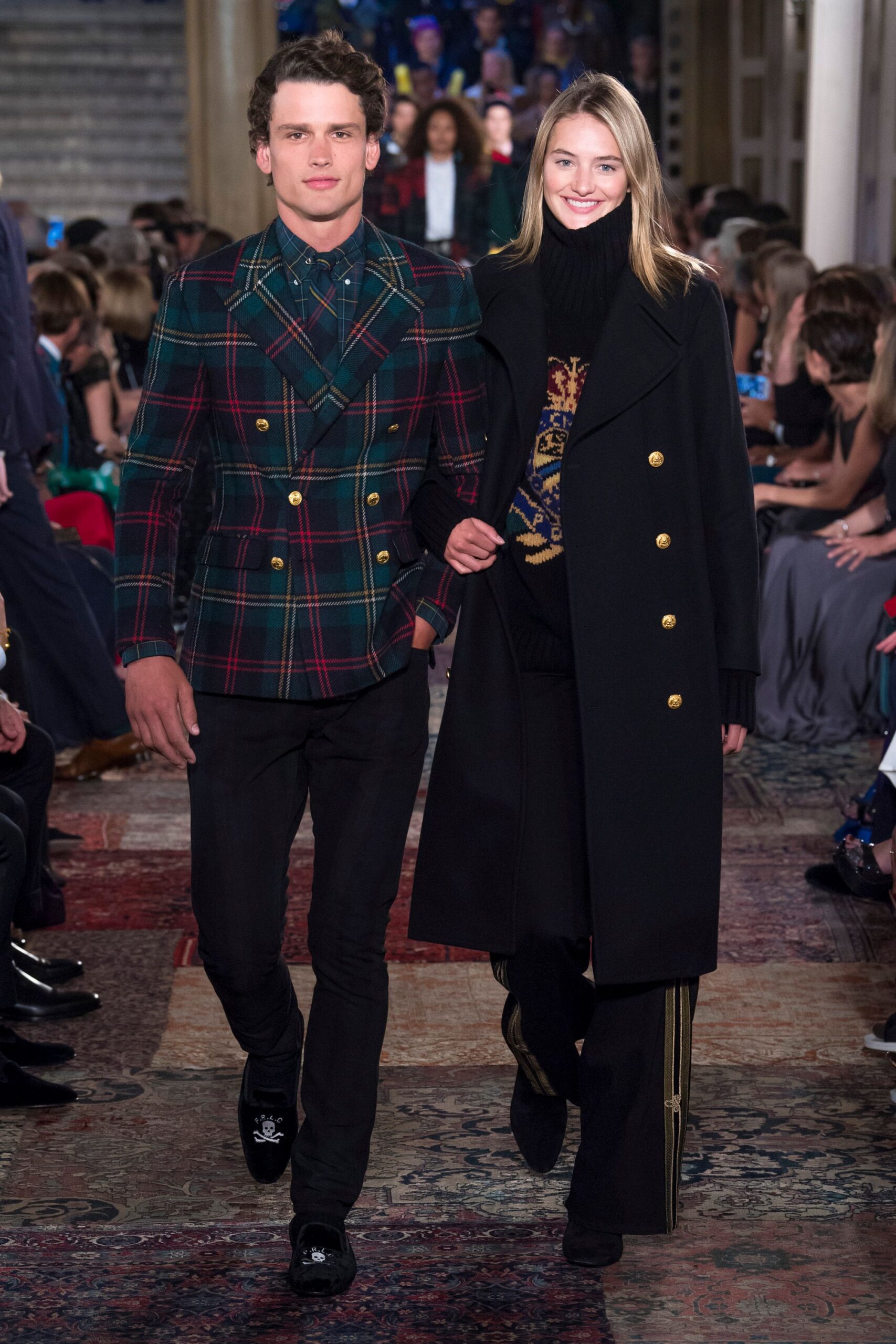 black wool long-sleeve collared structured buttoned coat