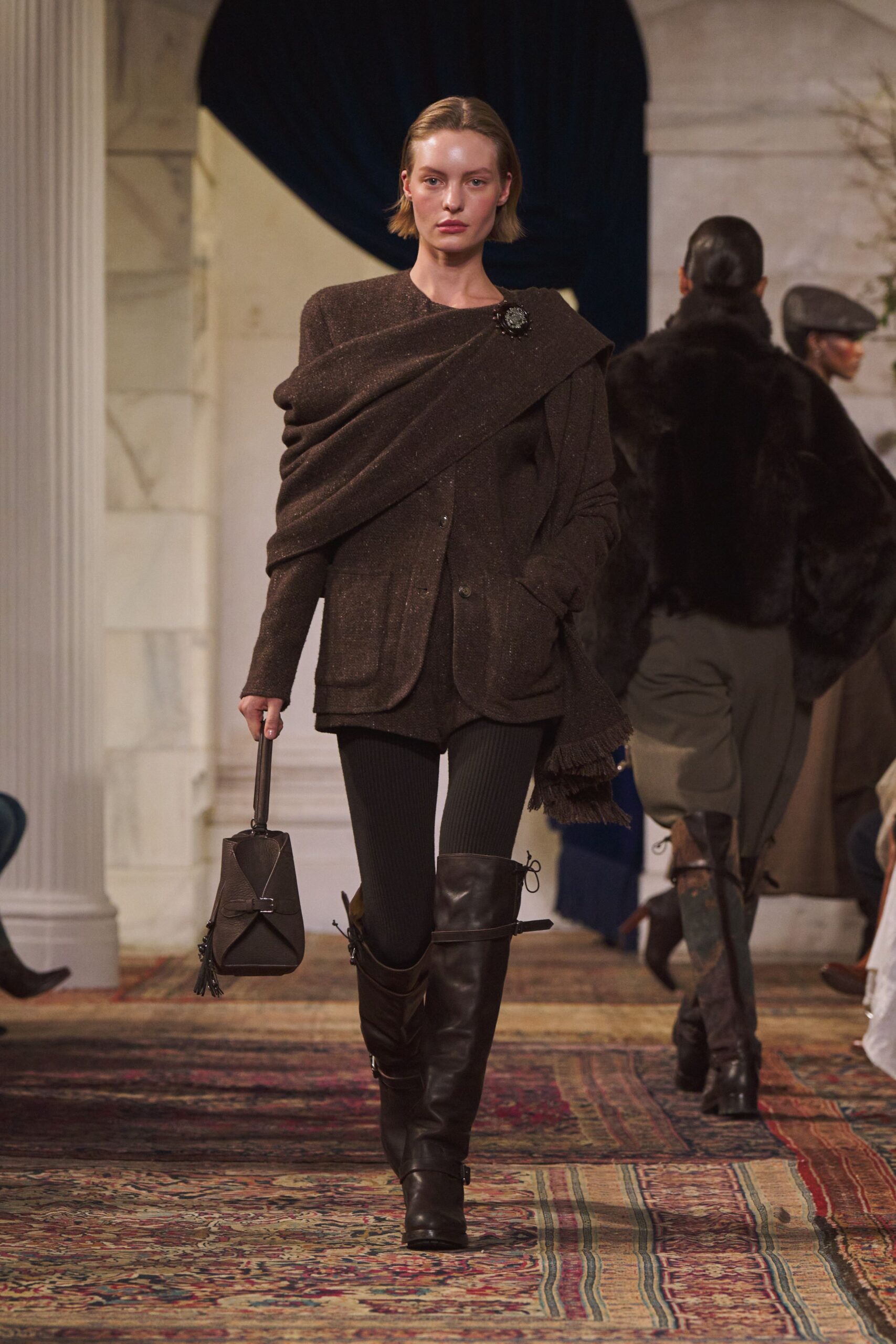 brown wool sleeveless relaxed layered top