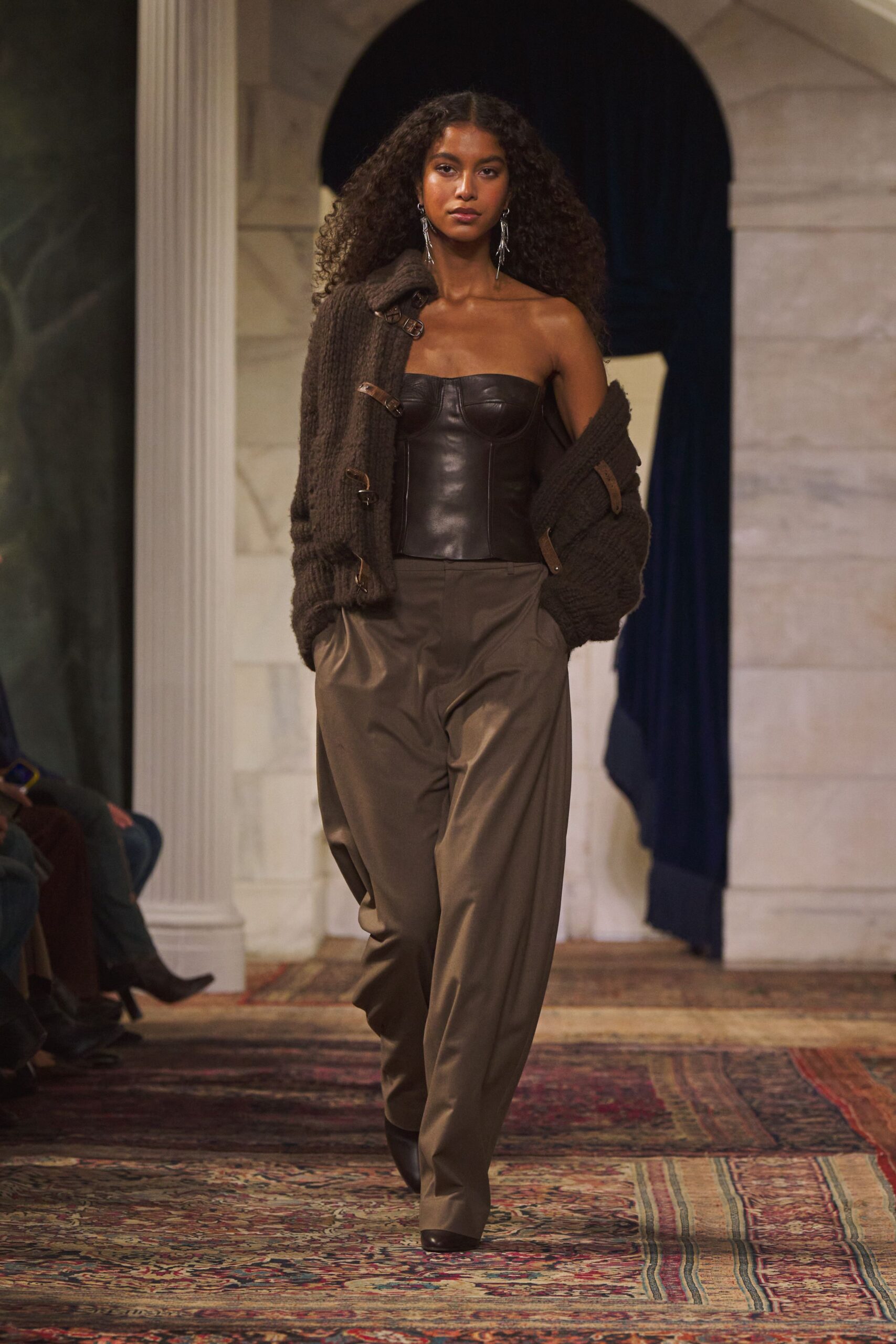 black leather fitted corset