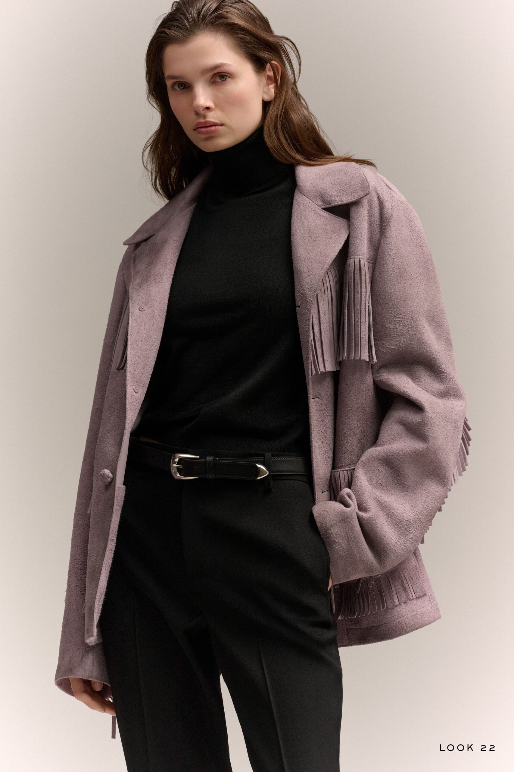 purple suede jacket with fringes