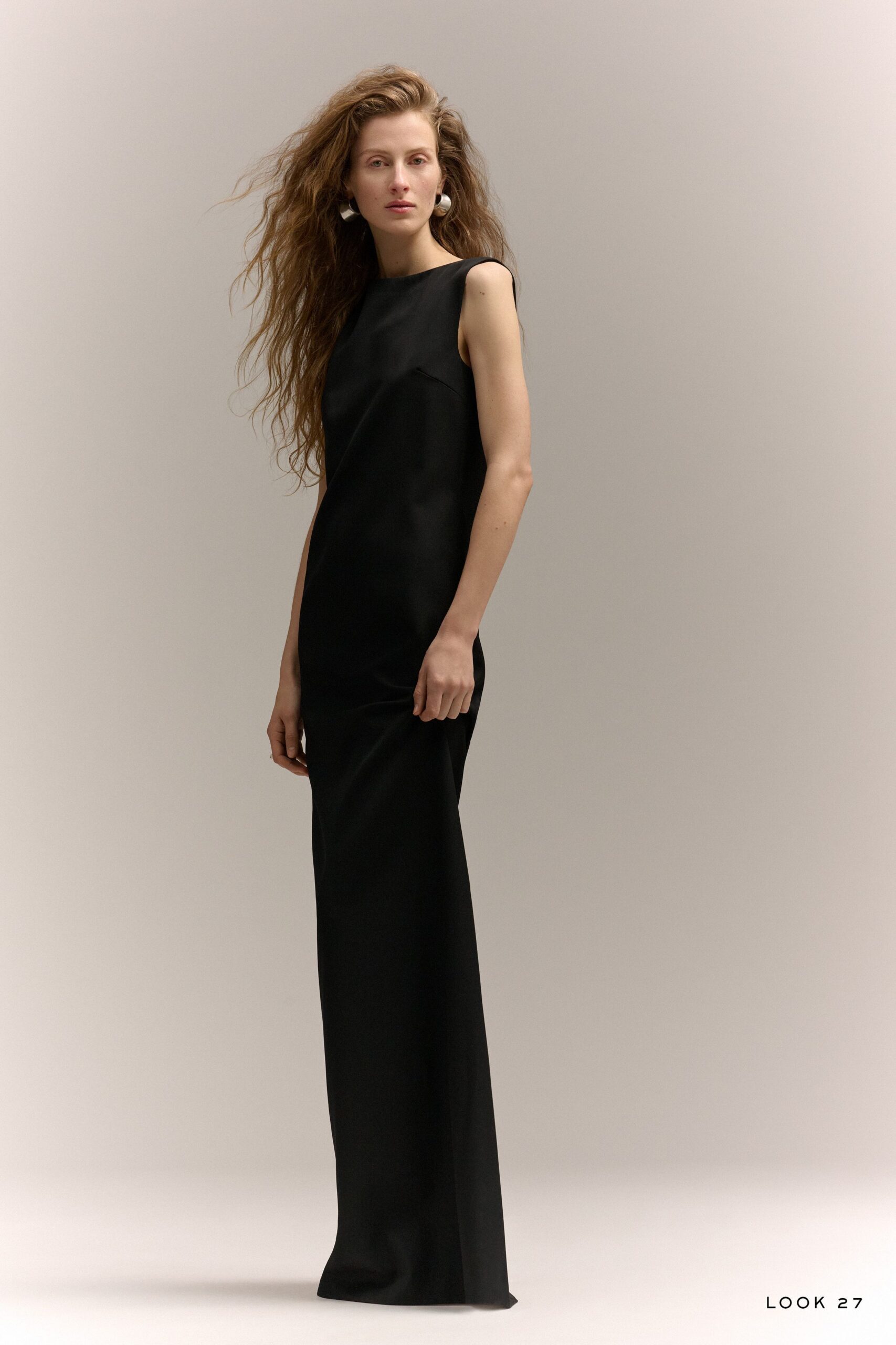 black silk sleeveless gown