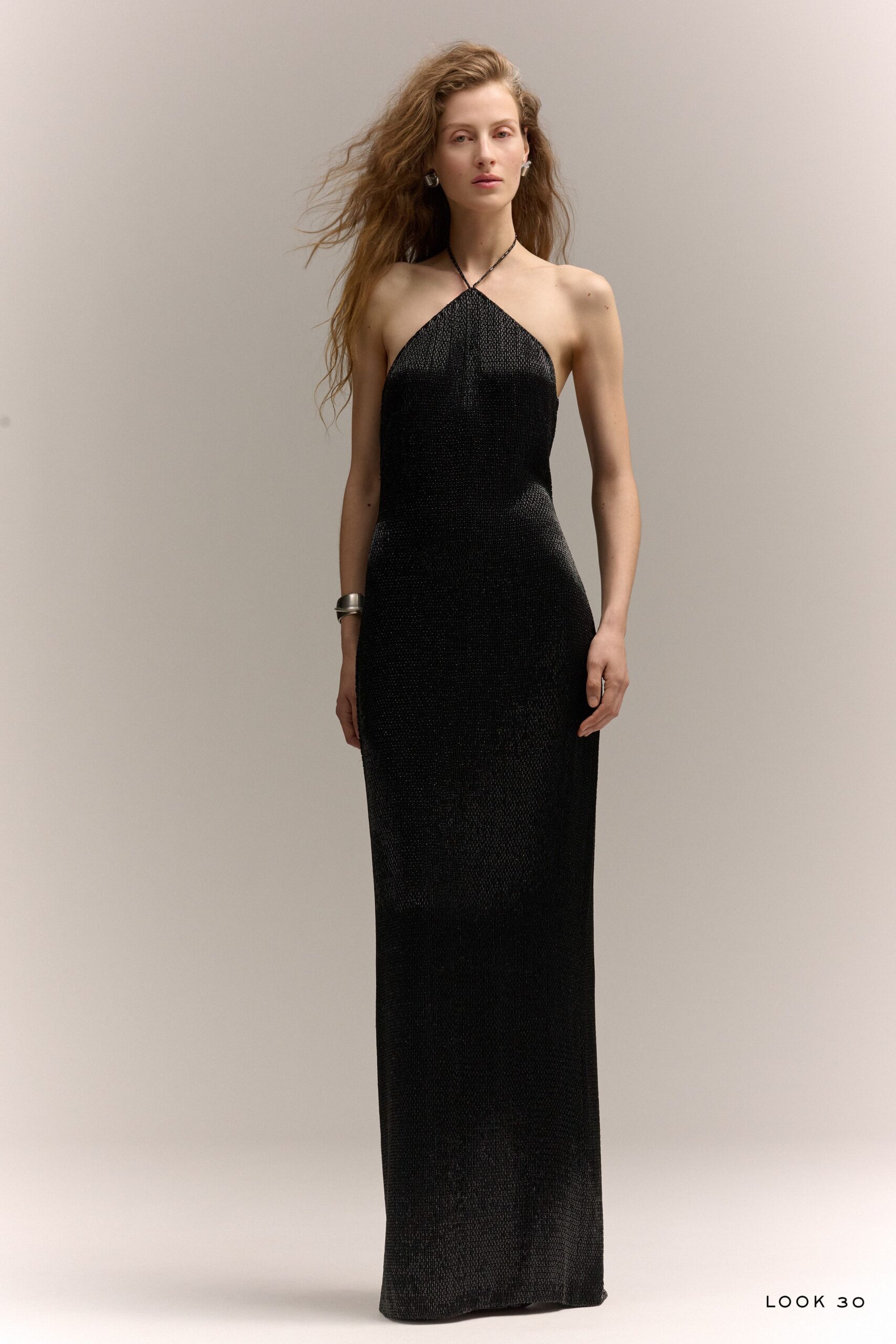 black silk halter gown