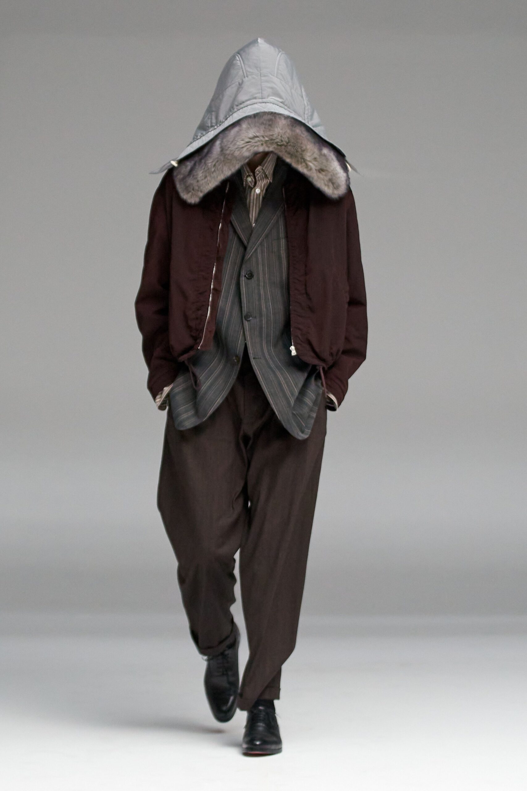 brown leather long-sleeve collared relaxed zippered jacket