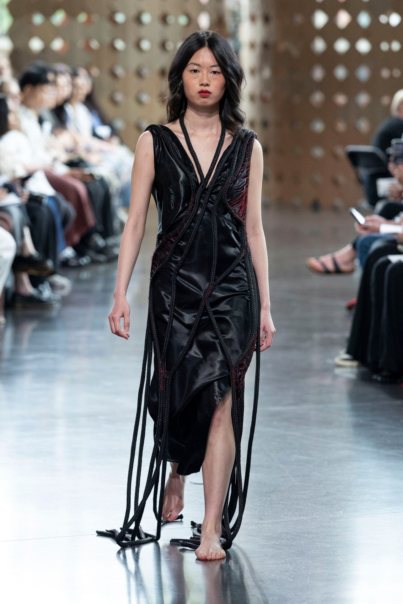 black silk sleeveless dress