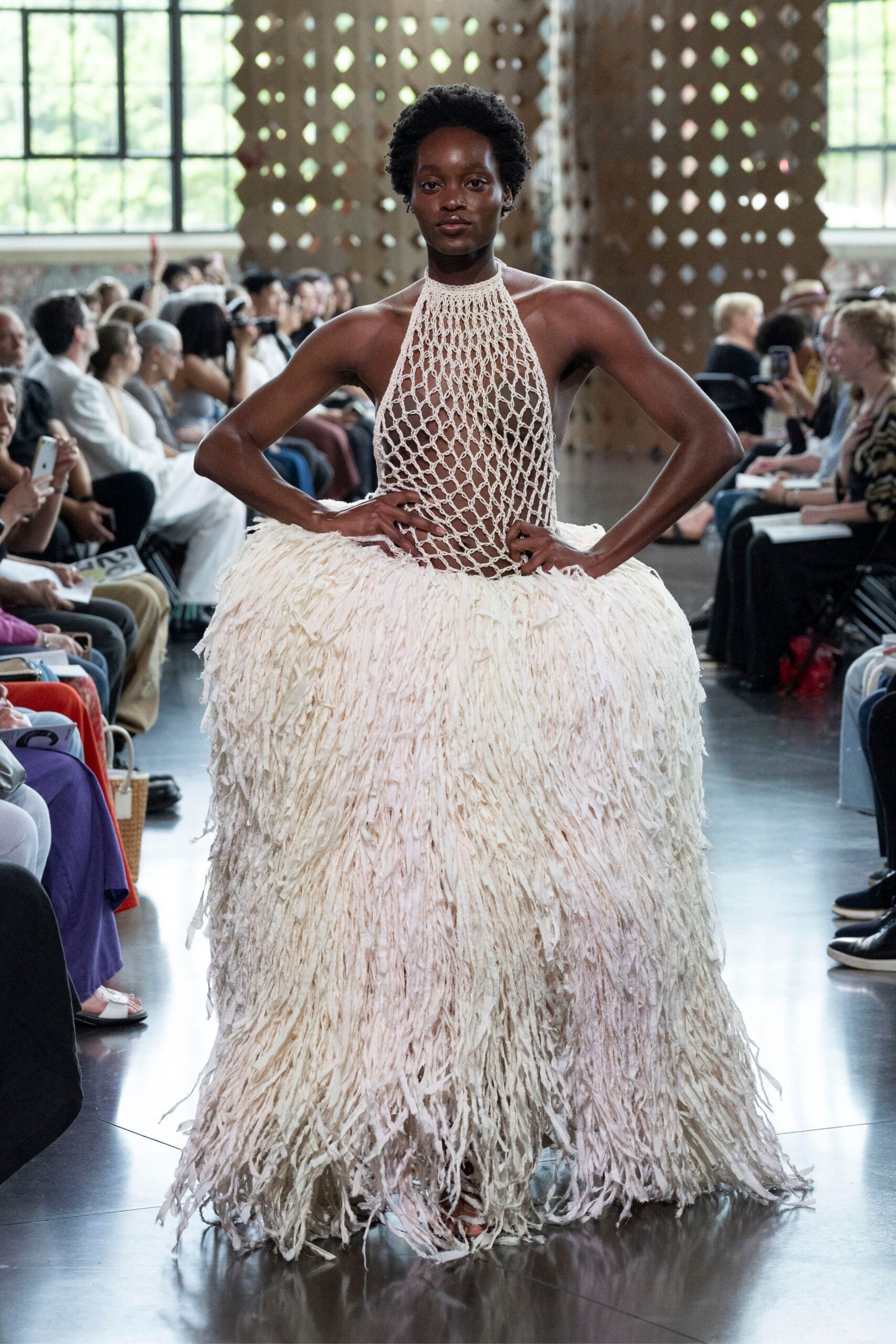 white beige fringed maxi dress