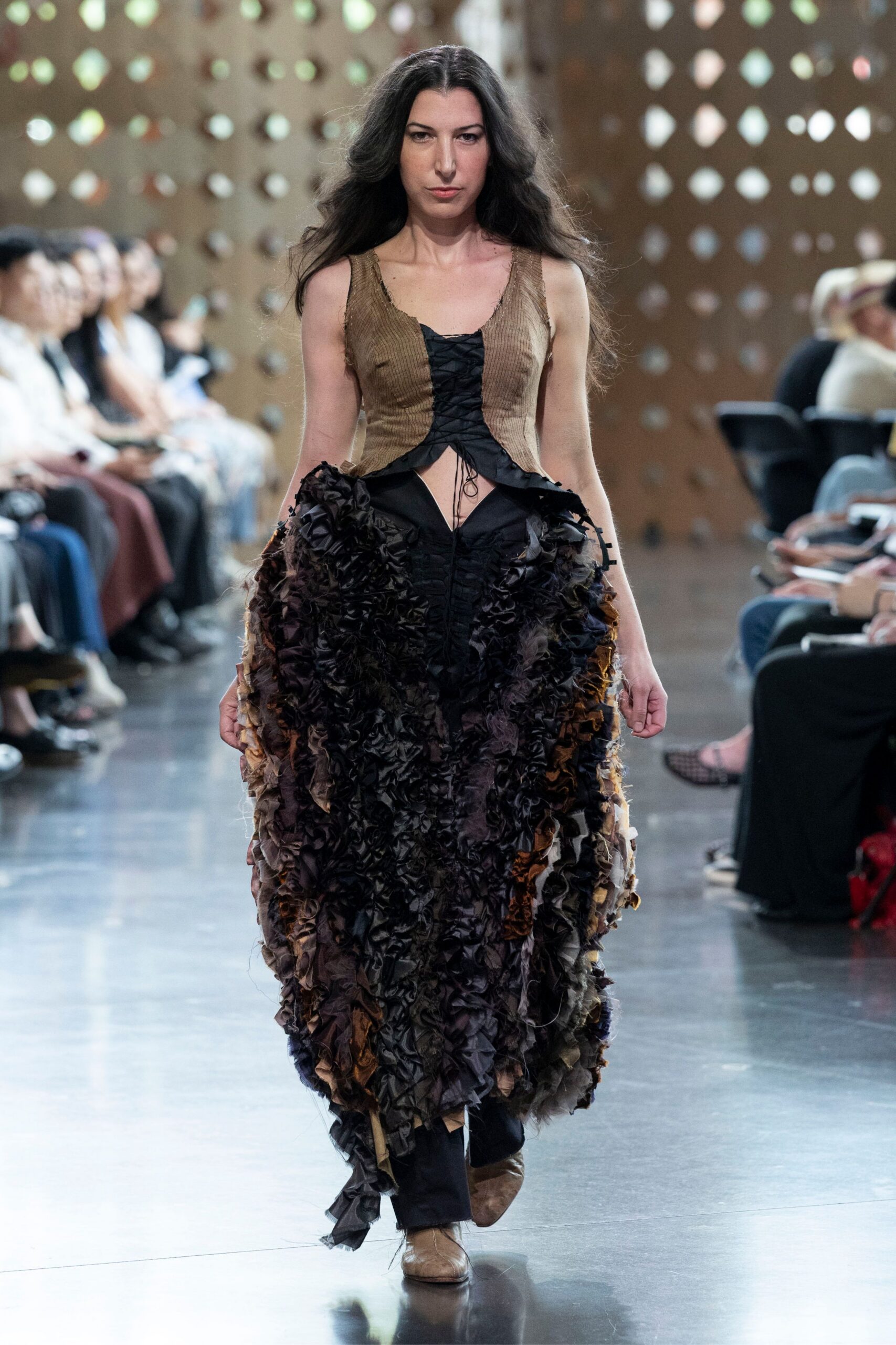 multi silk relaxed layered fringed maxi skirt
